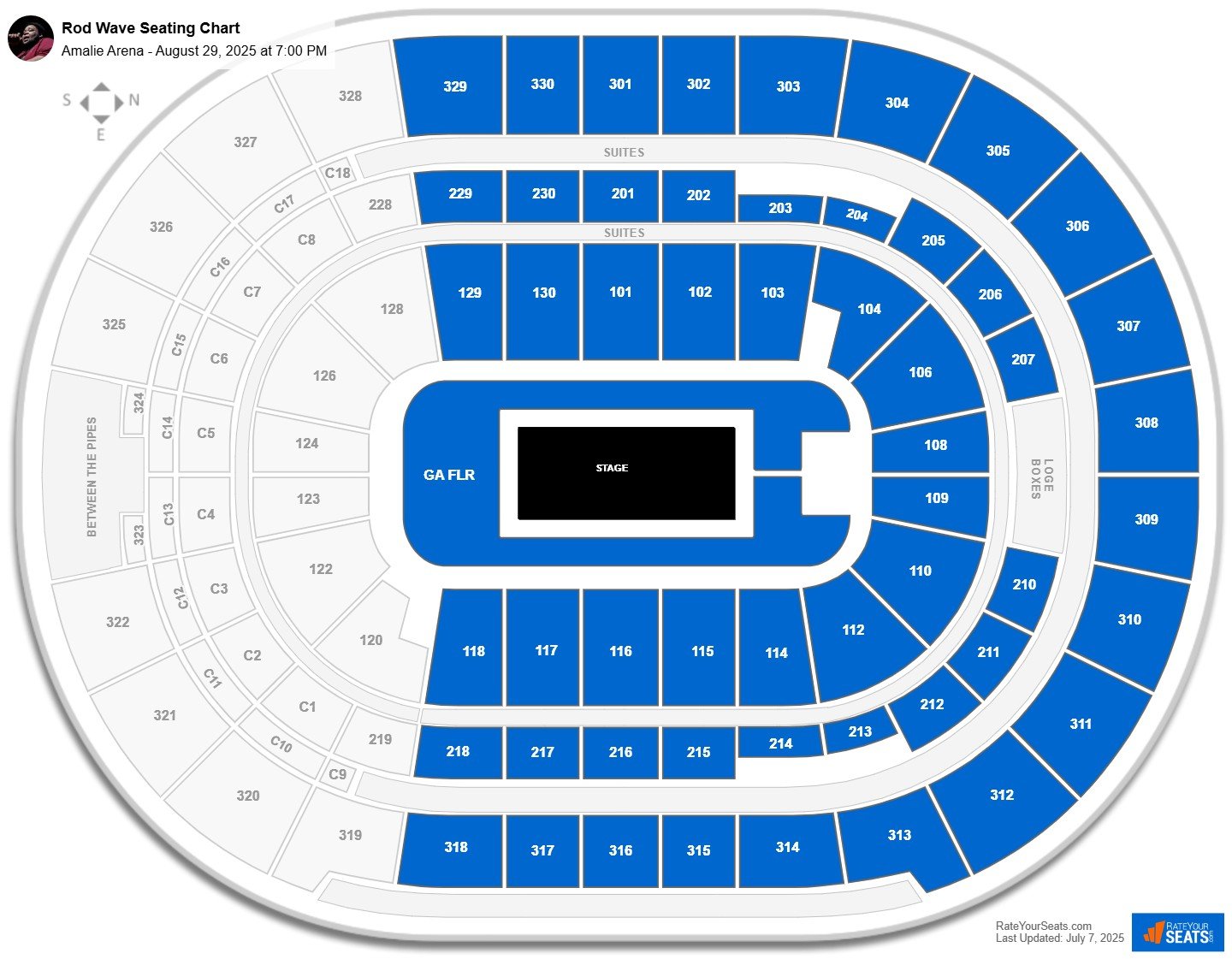 Rod Wave seating chart Amalie Arena