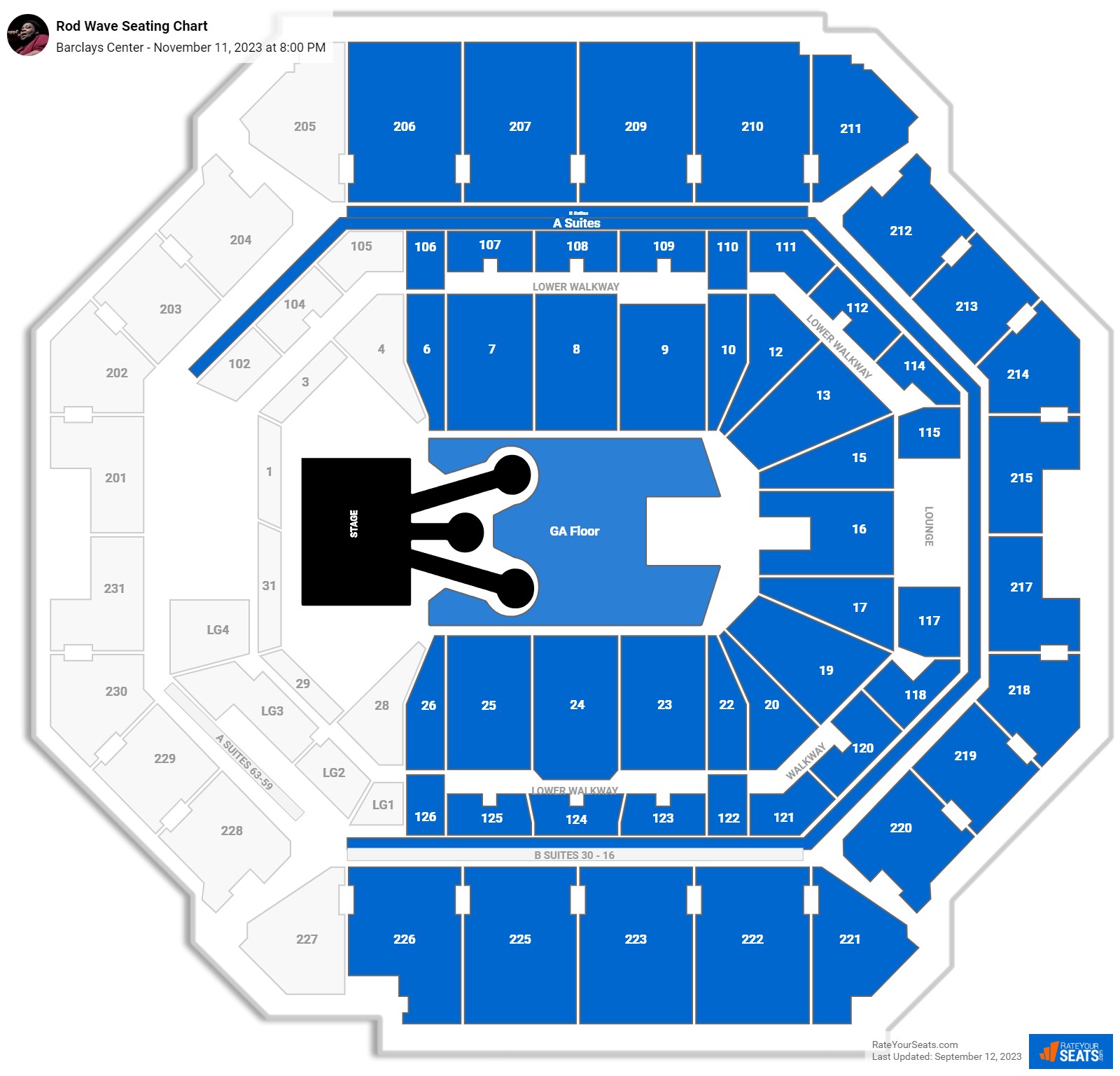 Rod Wave seating chart Barclays Center