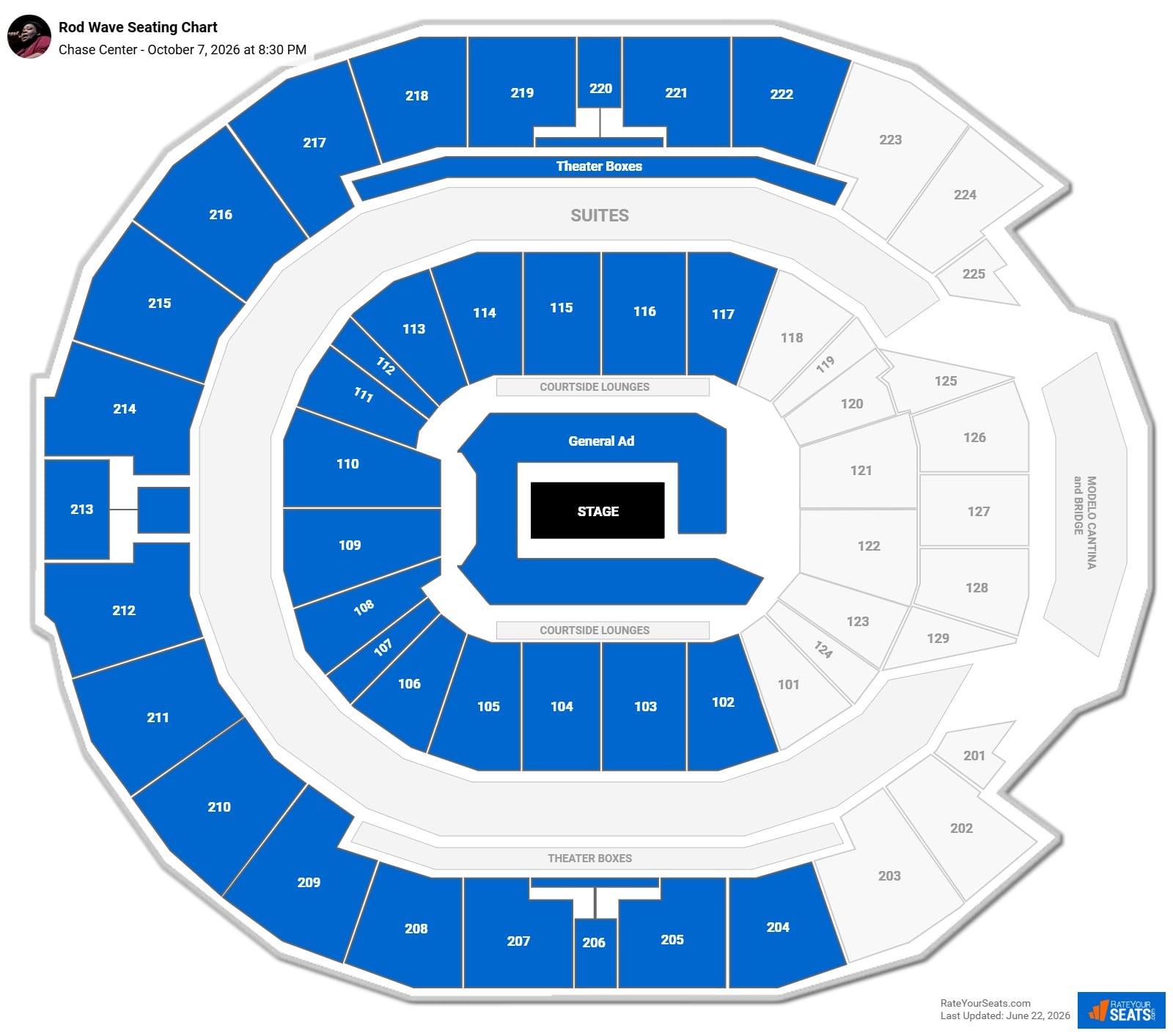 Rod Wave Seating Chart at Chase Center