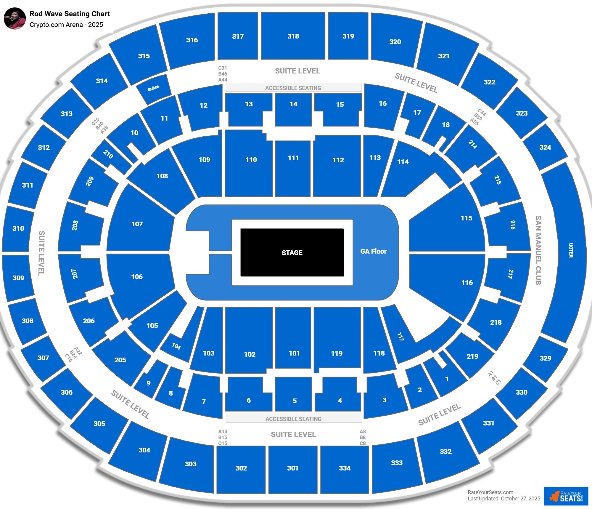 Rod Wave seating chart Crypto.com Arena