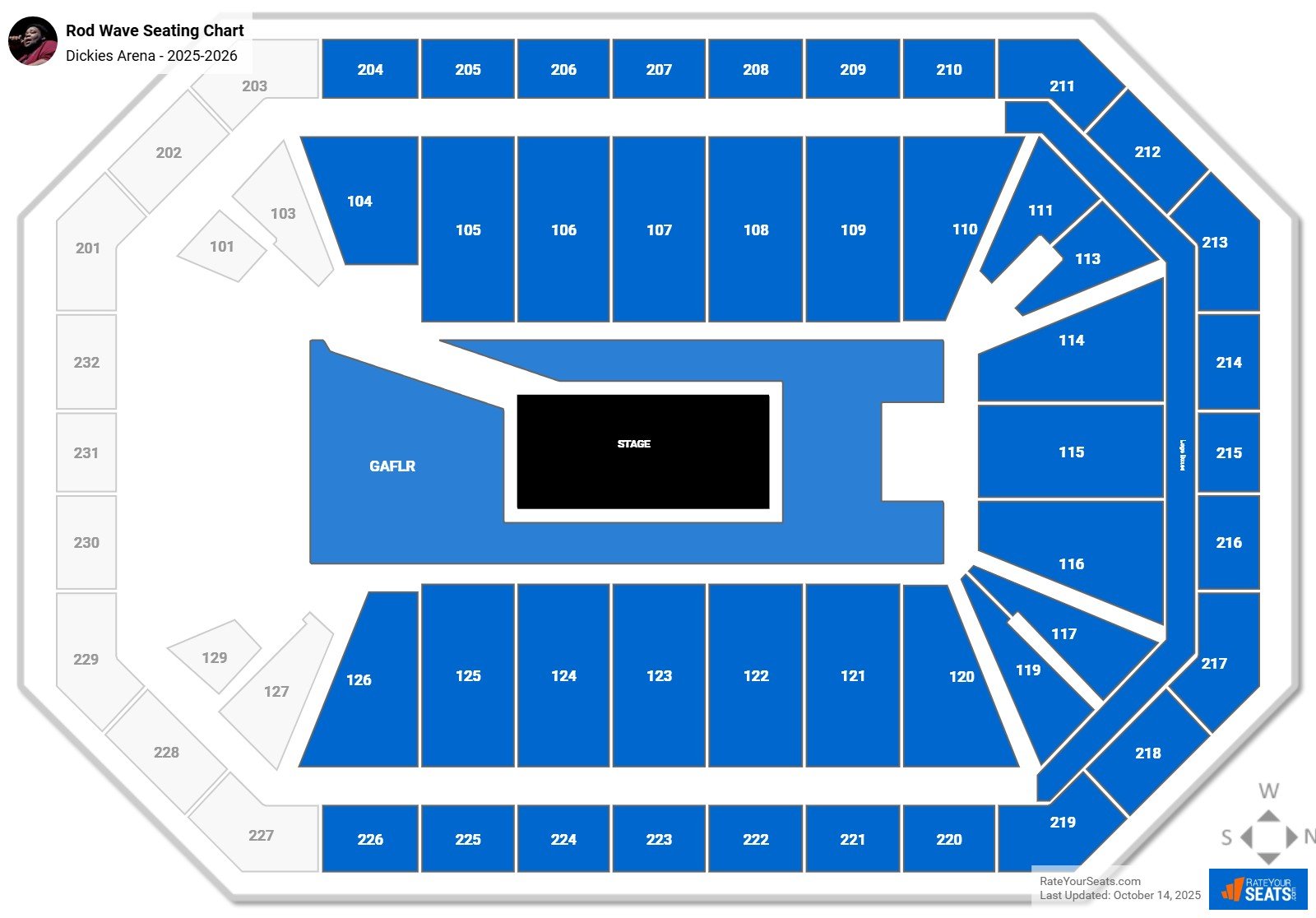 Rod Wave seating chart Dickies Arena
