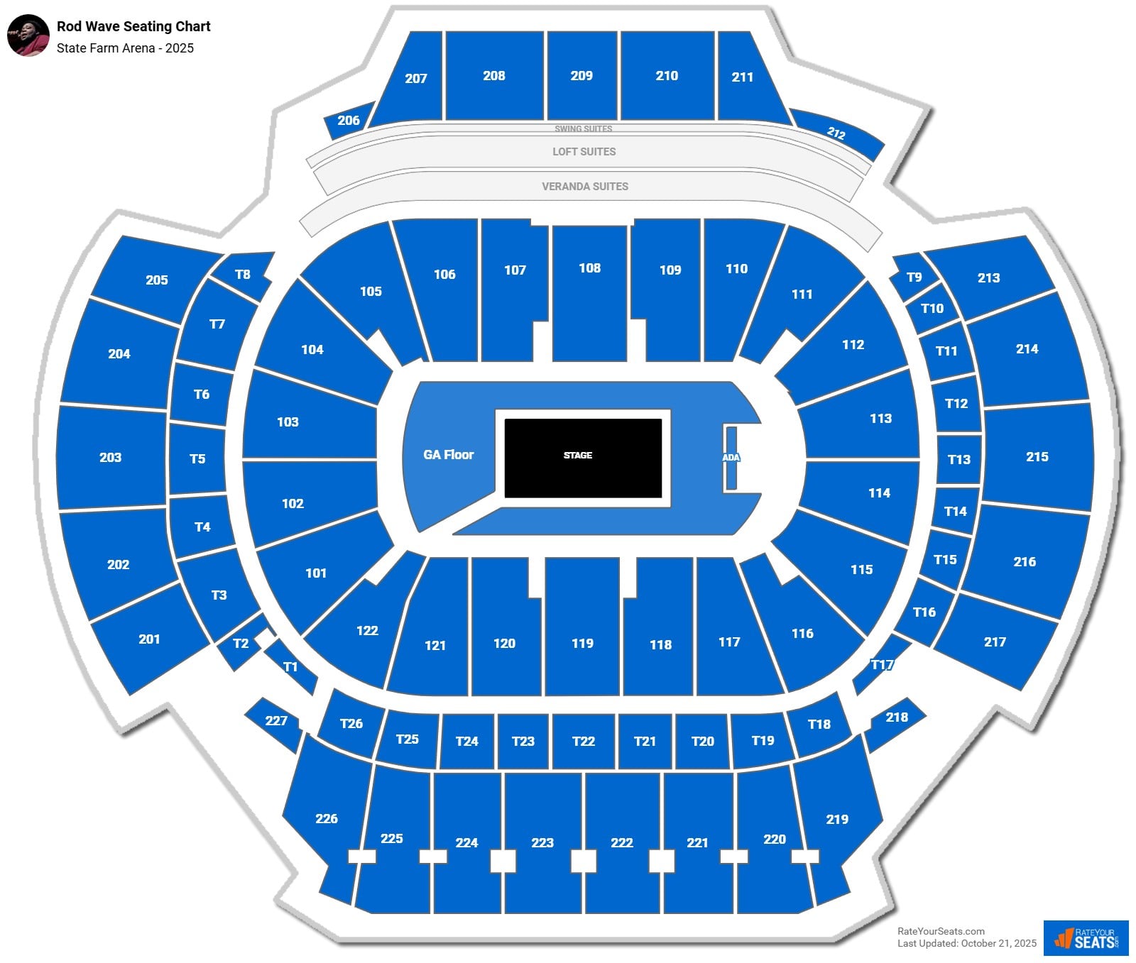 Rod Wave seating chart State Farm Arena