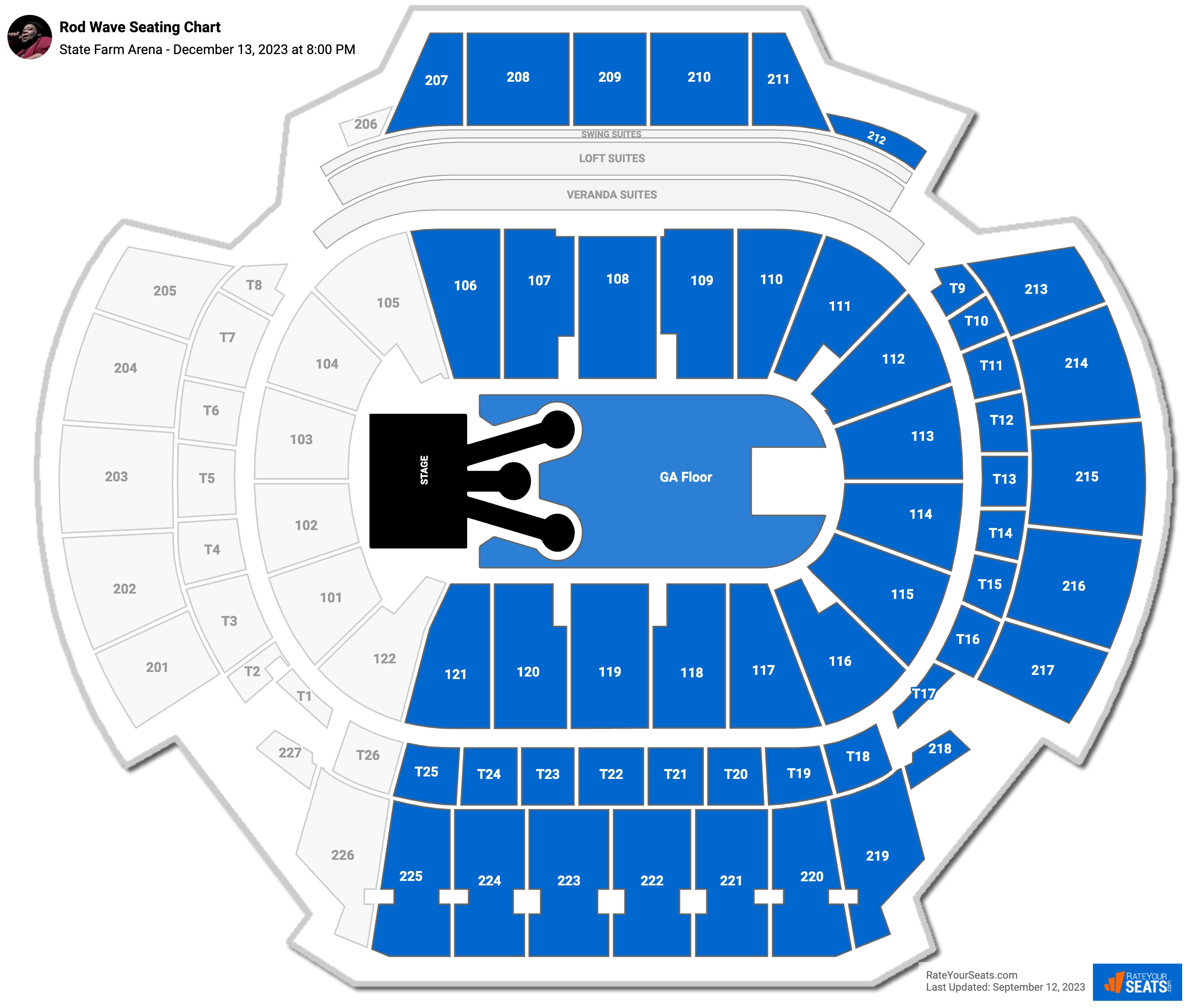 Rod Wave seating chart State Farm Arena