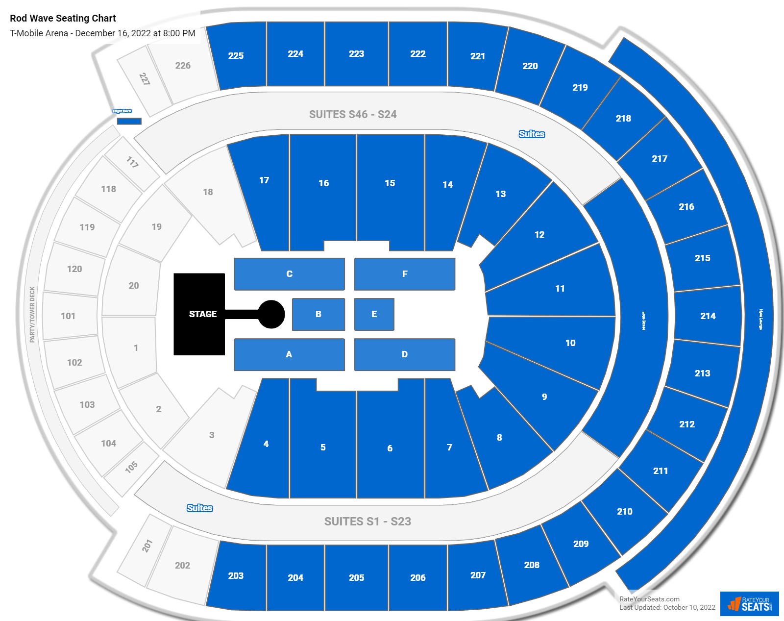 Rod Wave seating chart T-Mobile Arena