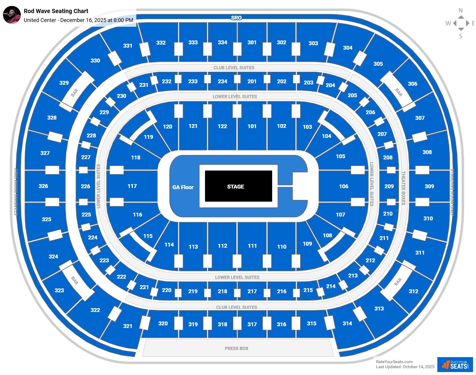 Rod Wave seating chart United Center