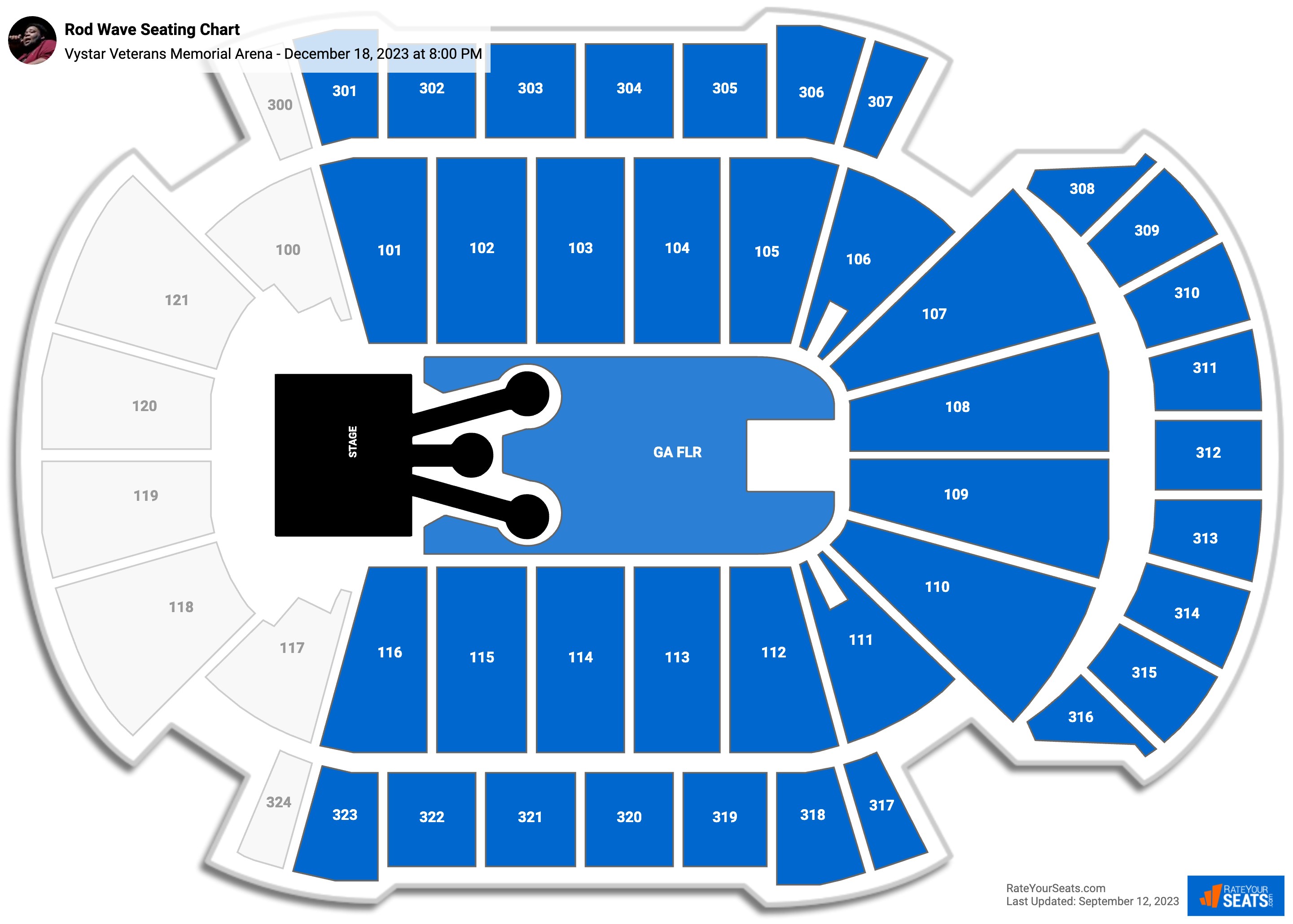 Rod Wave seating chart Vystar Veterans Memorial Arena