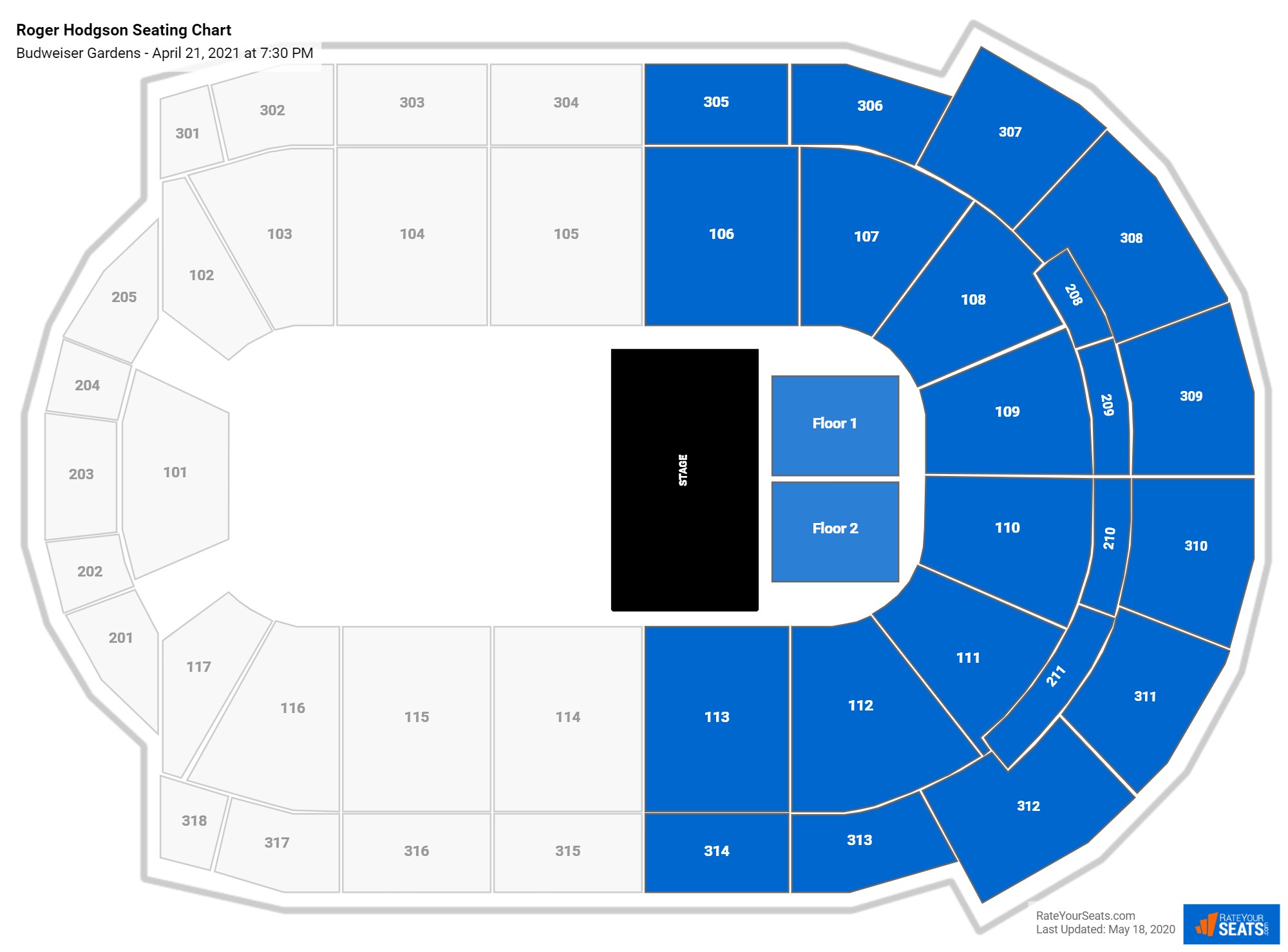 Roger Hodgson seating chart Budweiser Gardens