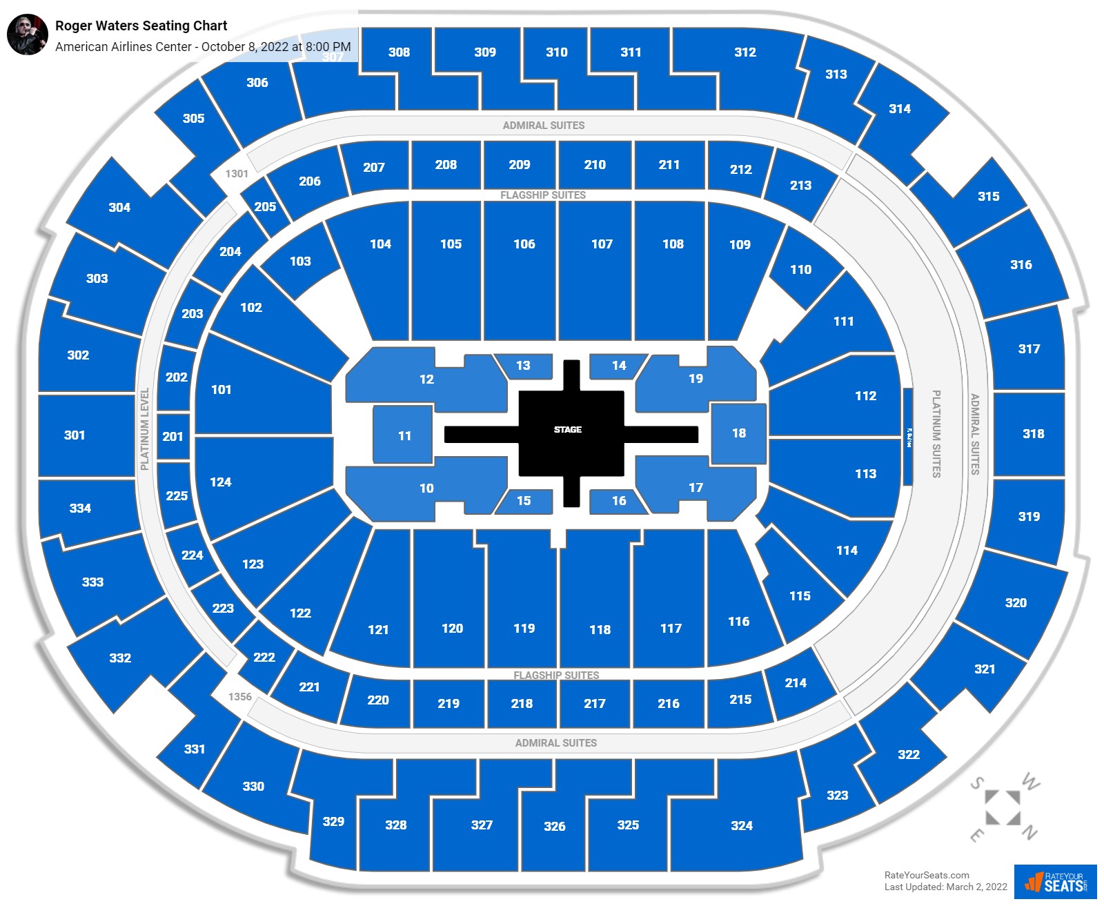 Roger Waters seating chart American Airlines Center