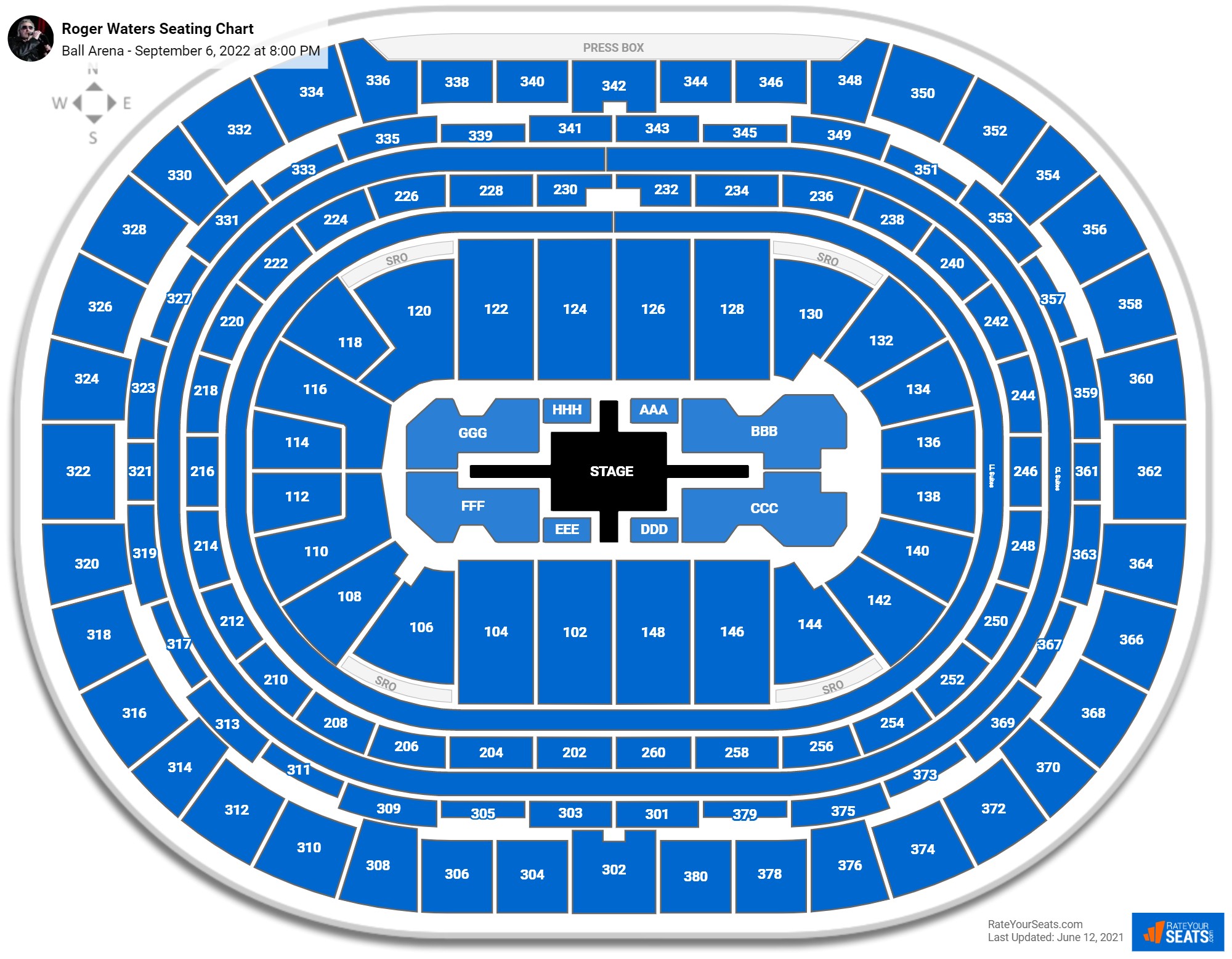 Roger Waters seating chart Ball Arena