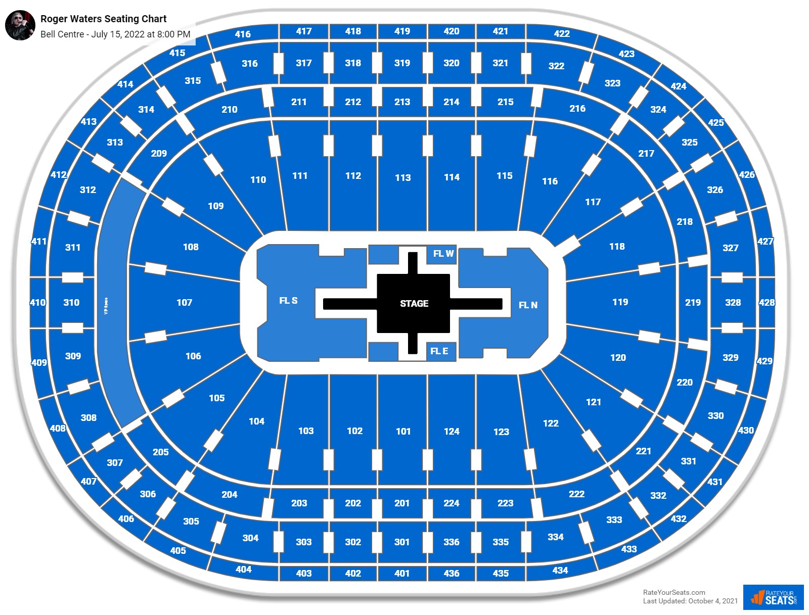 Roger Waters seating chart Bell Centre
