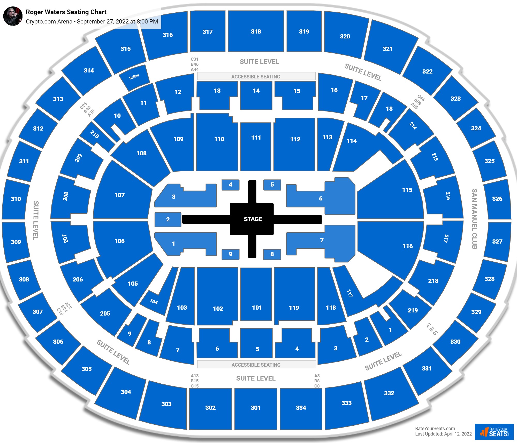 Roger Waters seating chart Crypto.com Arena
