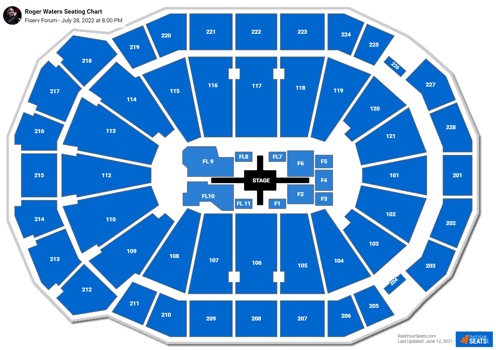 Roger Waters seating chart Fiserv Forum