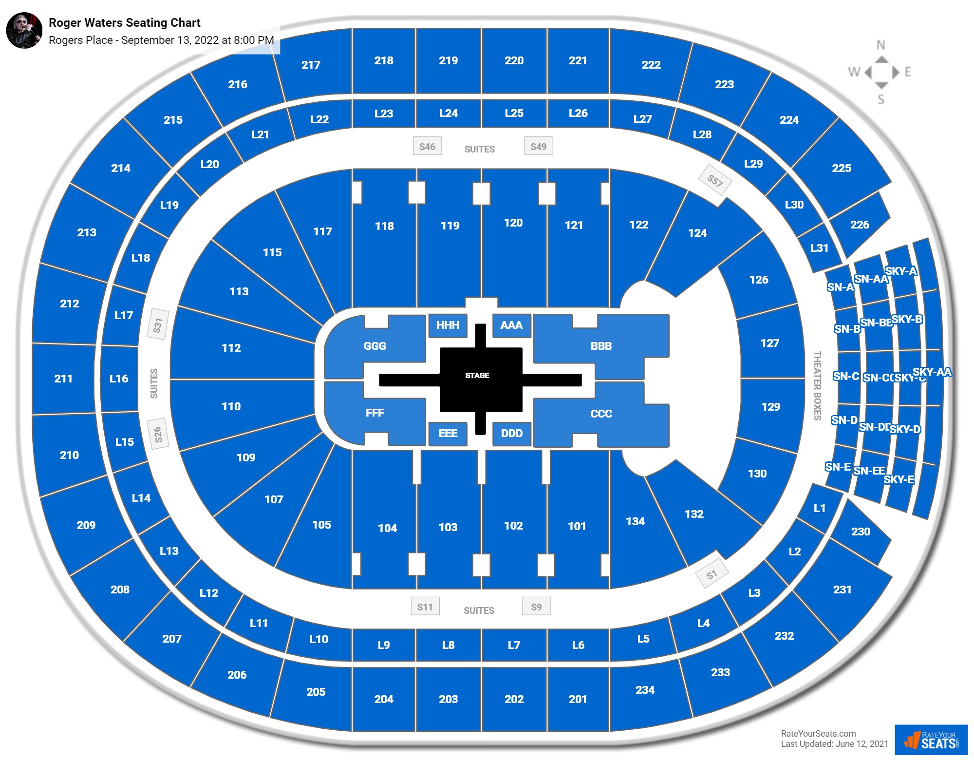 Roger Waters seating chart Rogers Place