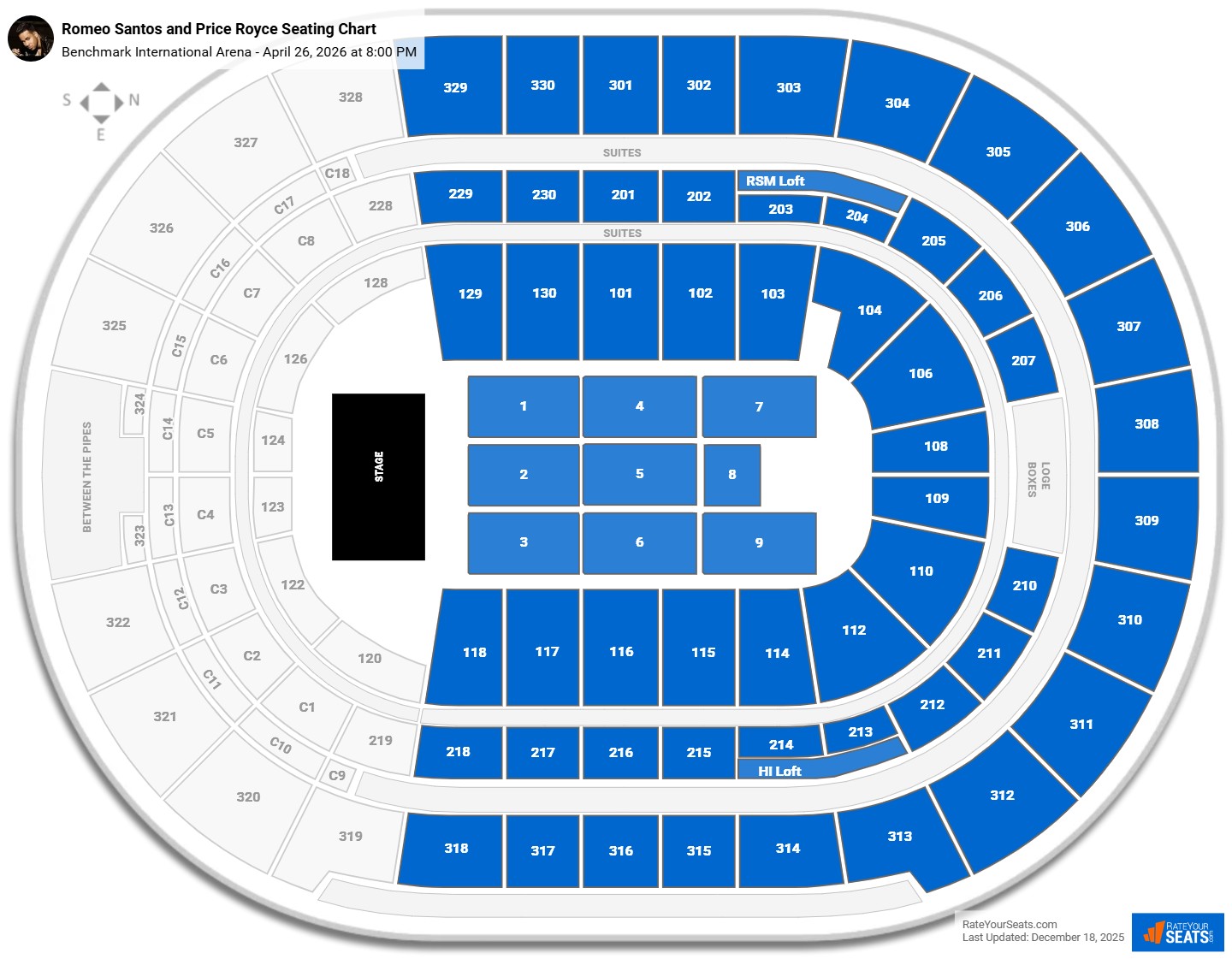 Romeo Santos and Price Royce seating chart Benchmark International Arena