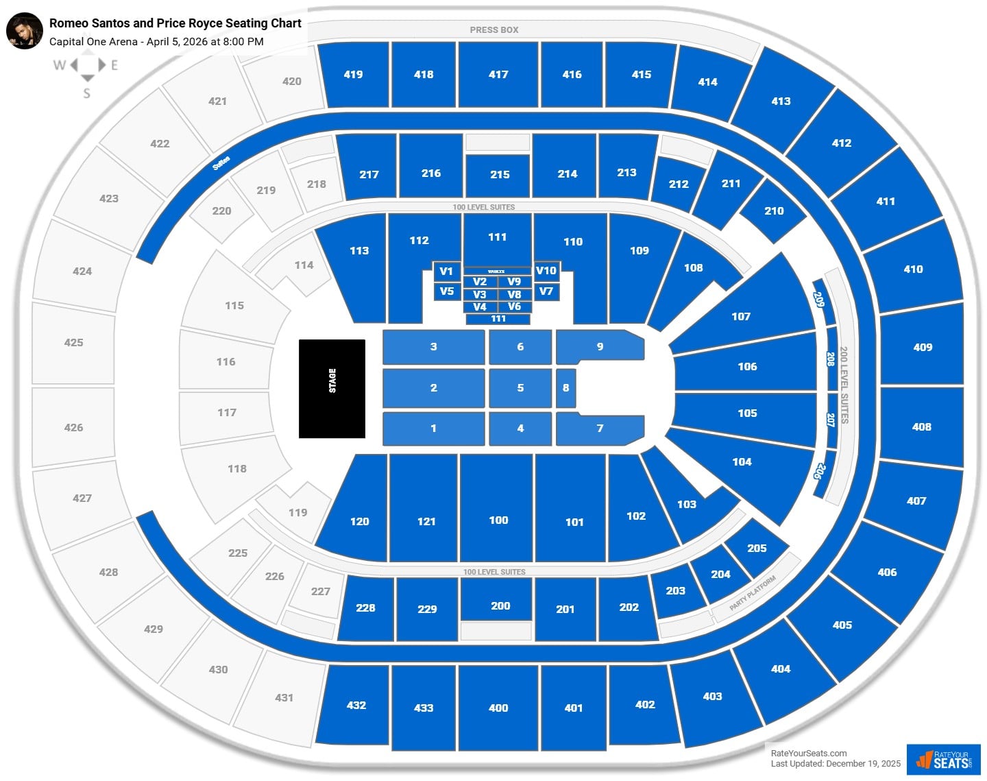 Romeo Santos and Price Royce seating chart Capital One Arena