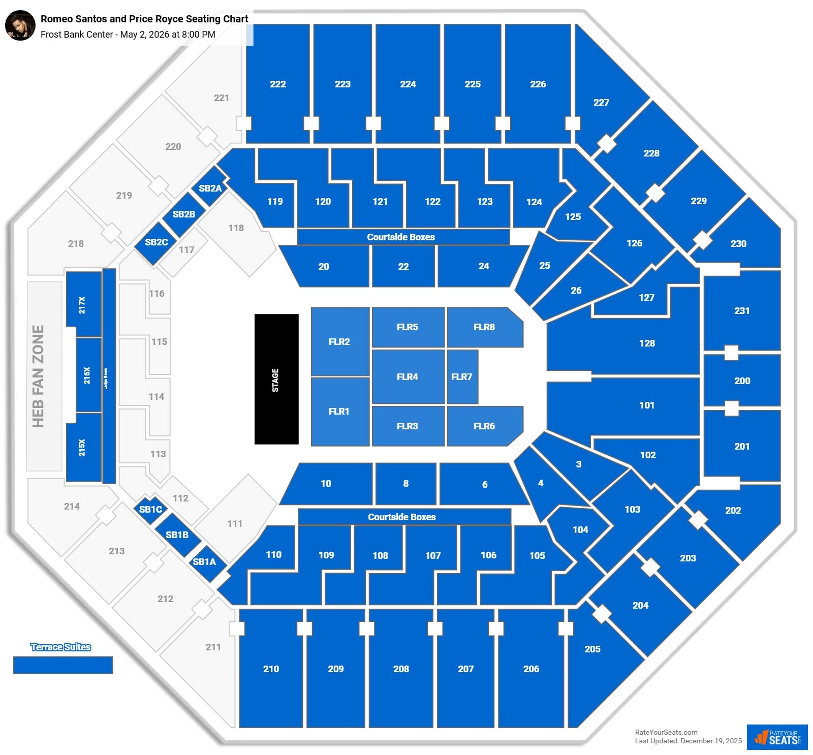 Romeo Santos and Price Royce seating chart Frost Bank Center
