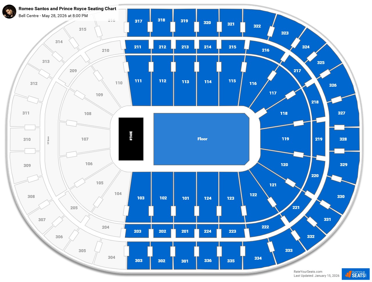 Romeo Santos and Prince Royce seating chart Bell Centre