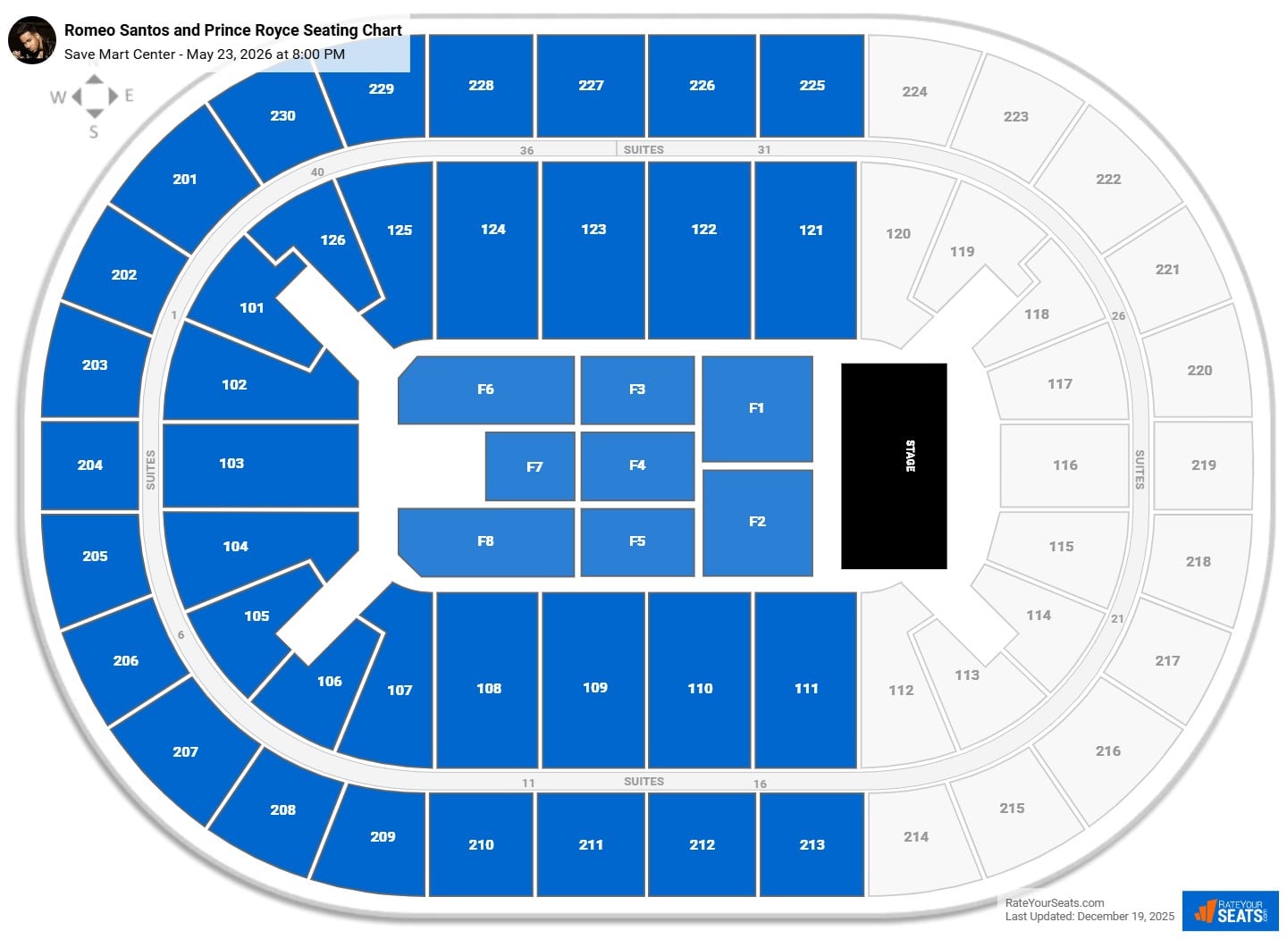 Romeo Santos and Prince Royce seating chart Save Mart Center