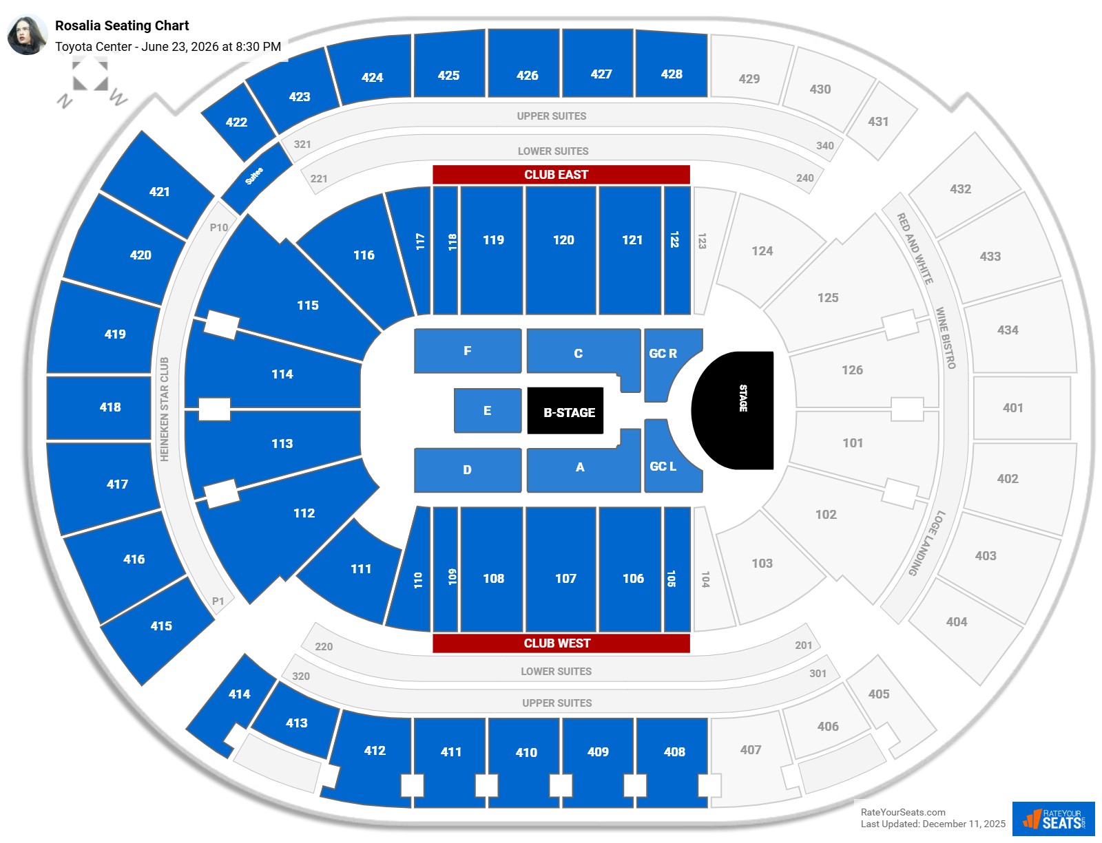 Rosalia seating chart Toyota Center