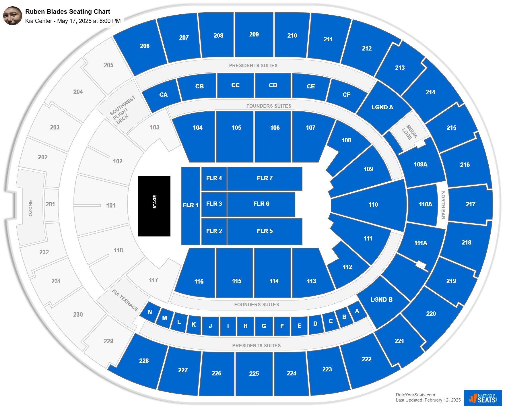 Ruben Blades seating chart Kia Center