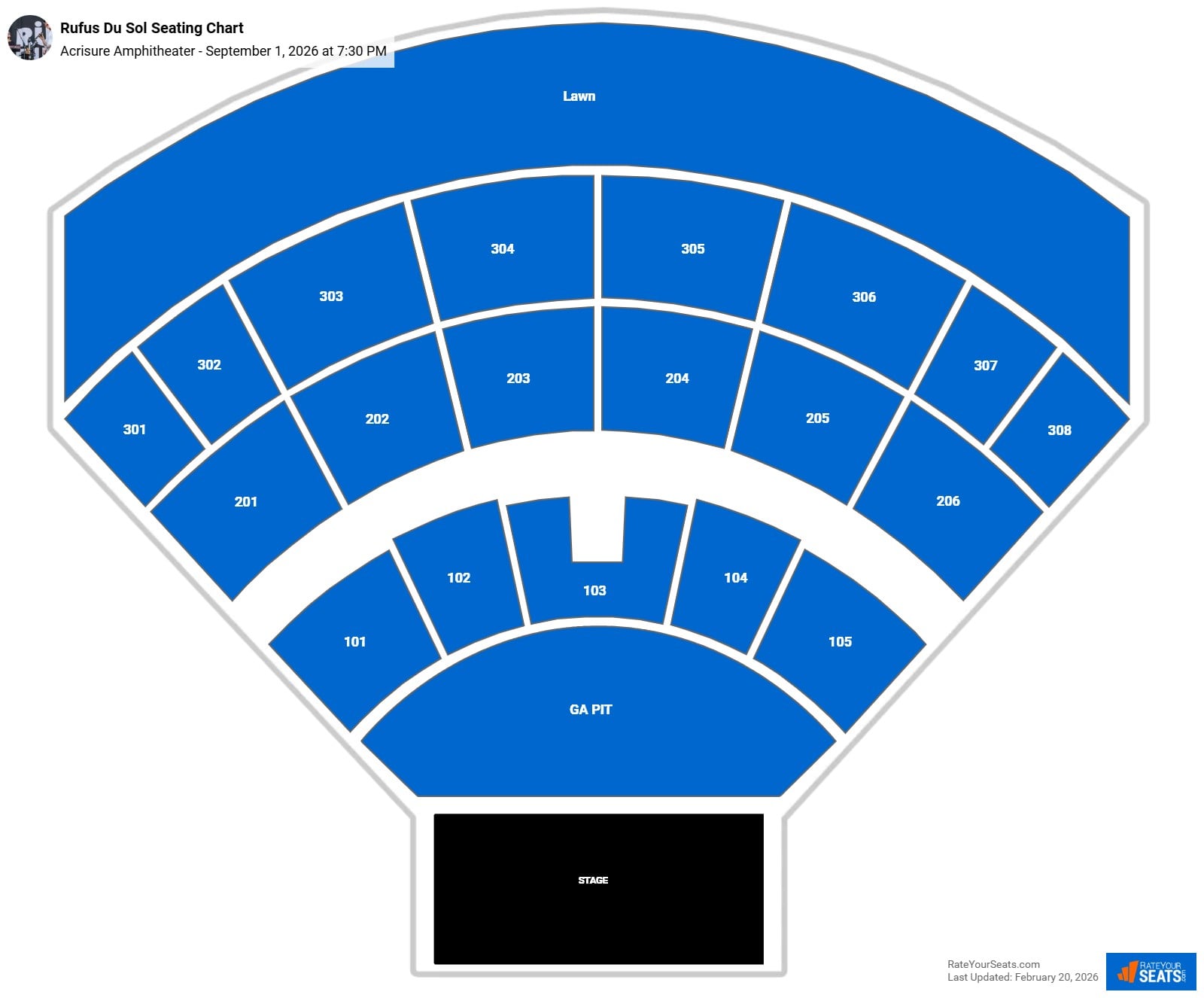 Rufus Du Sol seating chart Acrisure Amphitheater