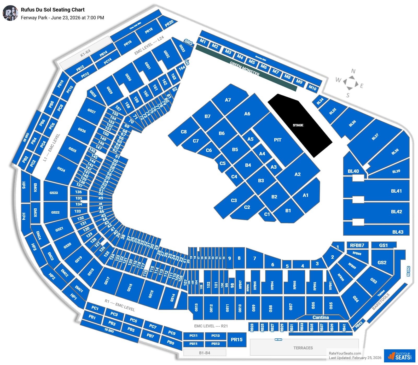 Rufus Du Sol seating chart Fenway Park
