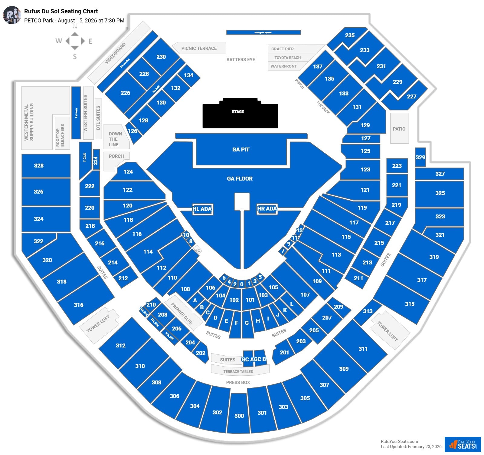 Rufus Du Sol seating chart PETCO Park