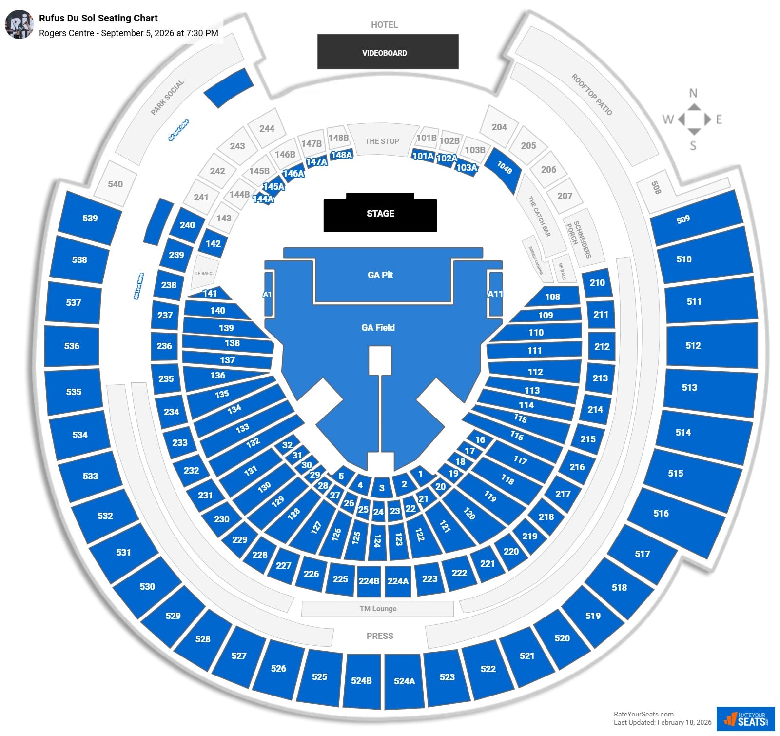 Rufus Du Sol seating chart Rogers Centre