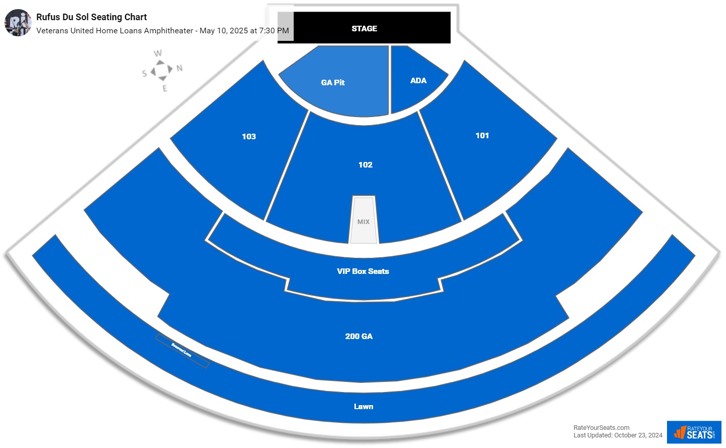 Rufus Du Sol seating chart Veterans United Home Loans Amphitheater