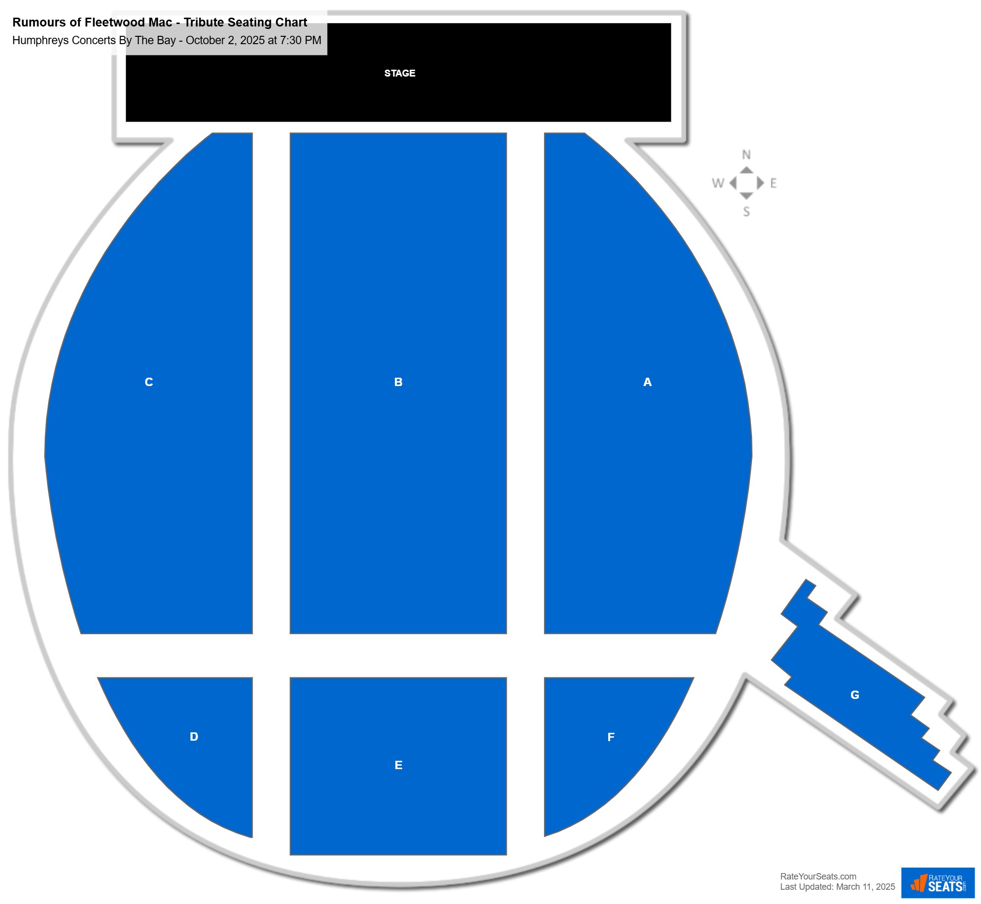 Rumours of Fleetwood Mac - Tribute seating chart Humphreys Concerts By The Bay