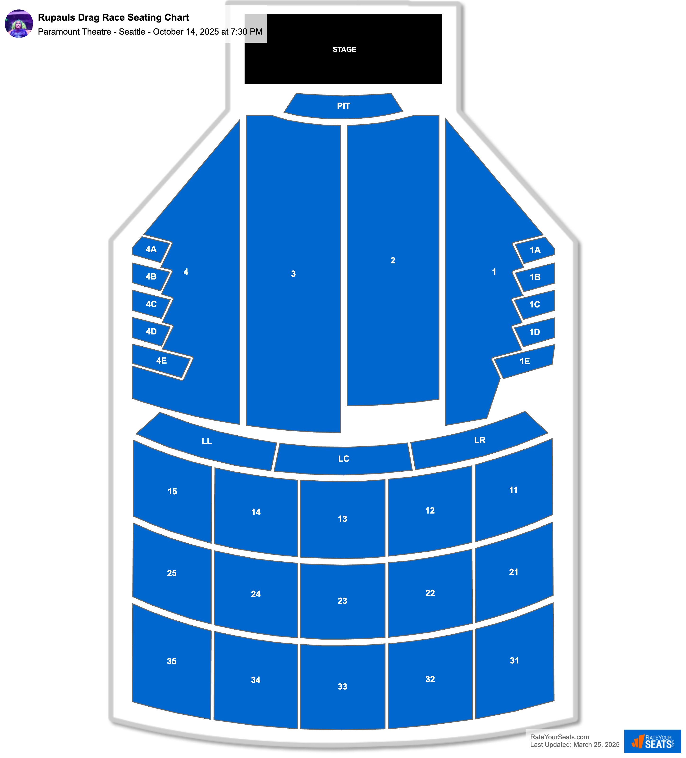 Rupauls Drag Race seating chart Paramount Theatre - Seattle