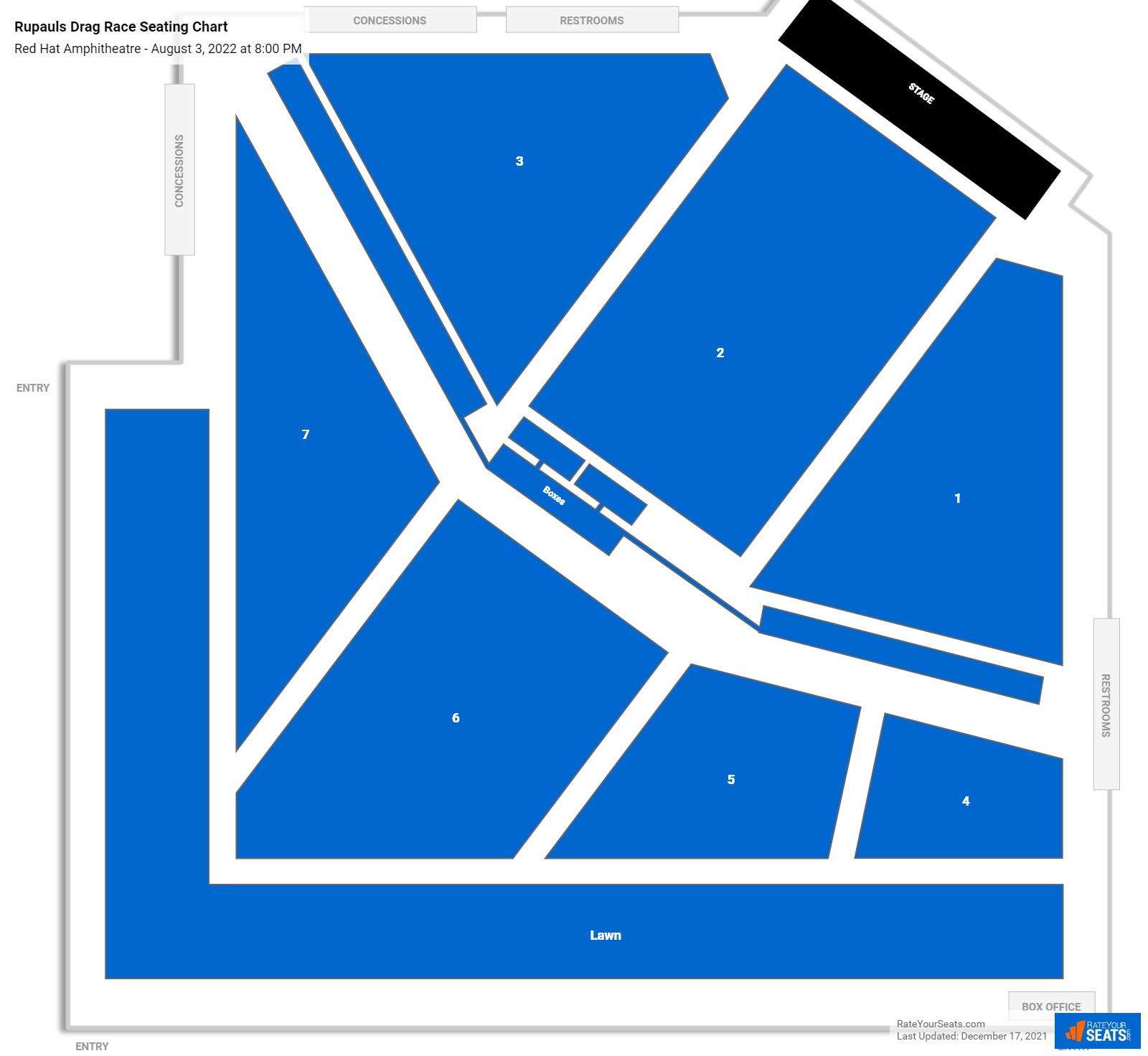 Rupauls Drag Race seating chart Red Hat Amphitheater