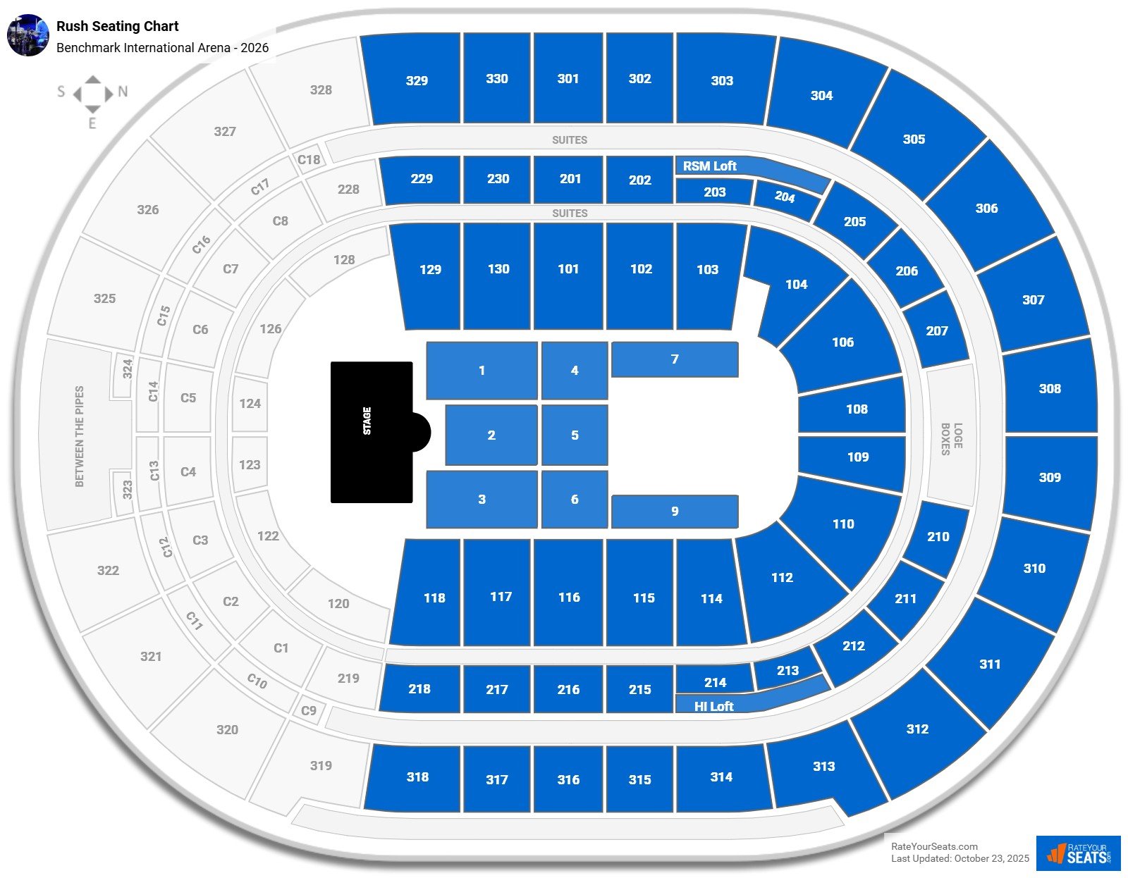 Rush seating chart Benchmark International Arena