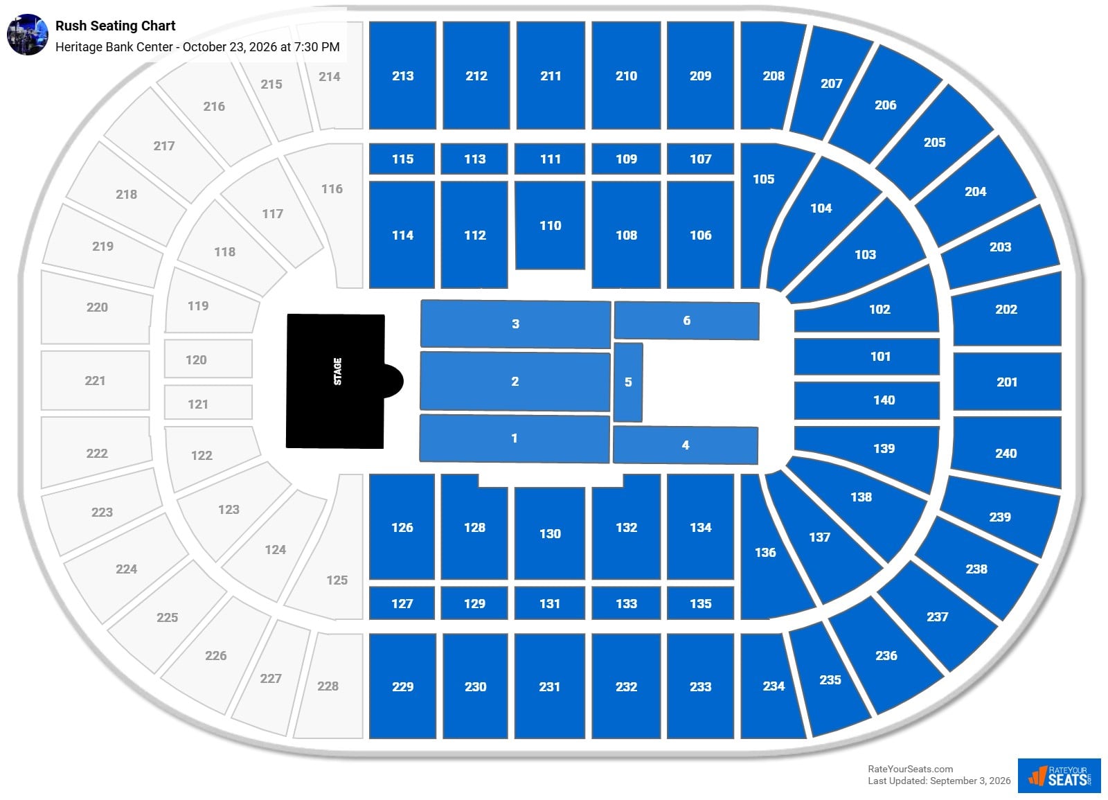 Rush Seating Chart at Heritage Bank Center