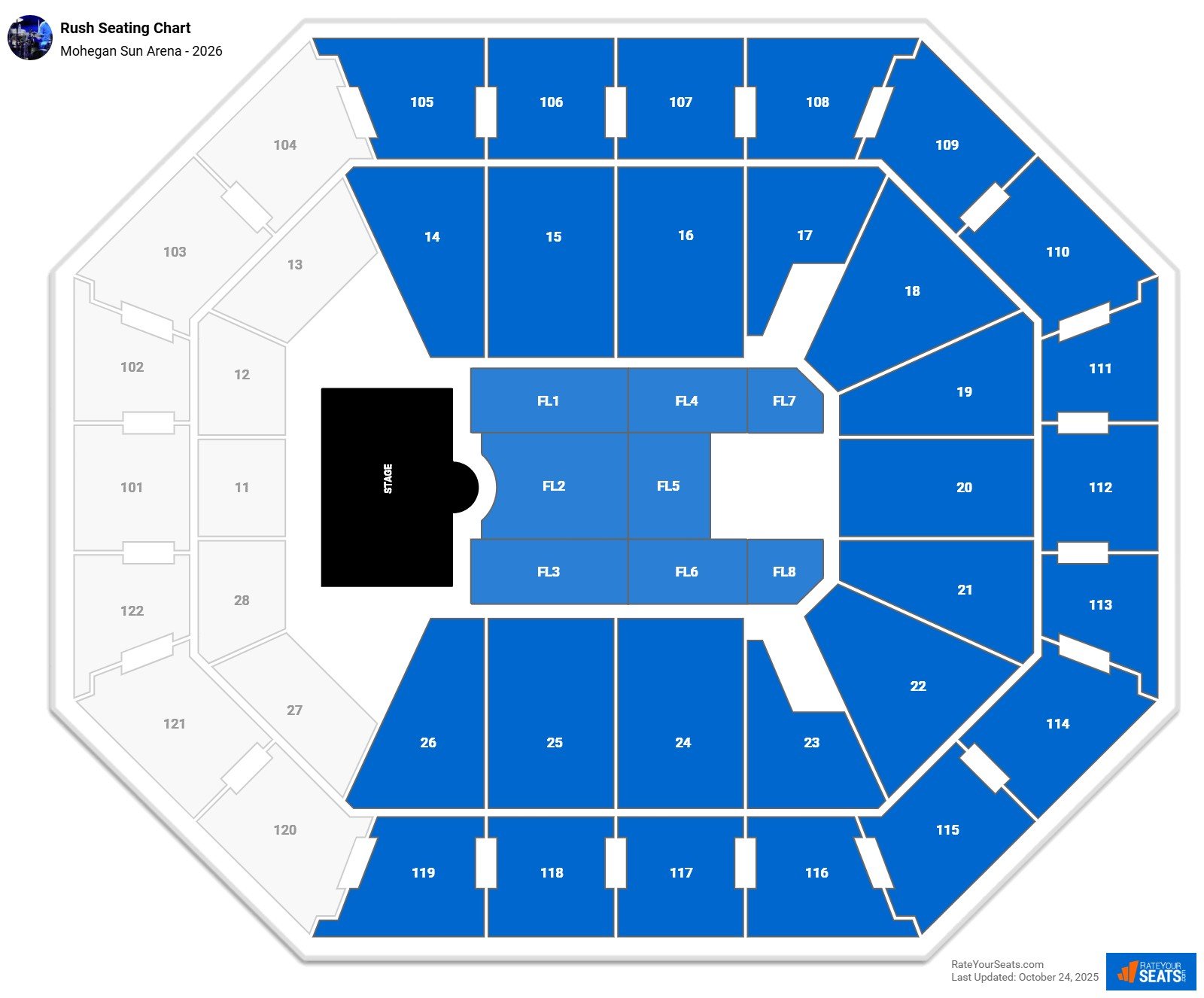 Rush seating chart Mohegan Sun Arena