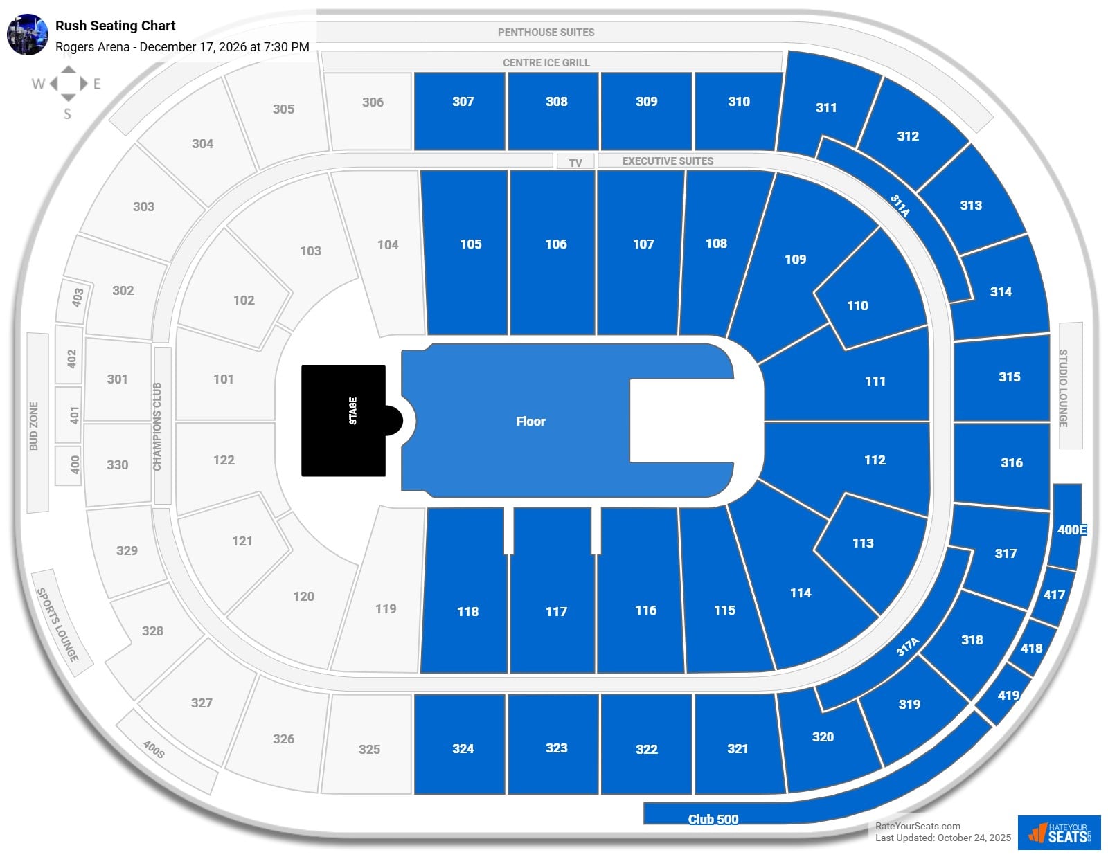 Rush seating chart Rogers Arena
