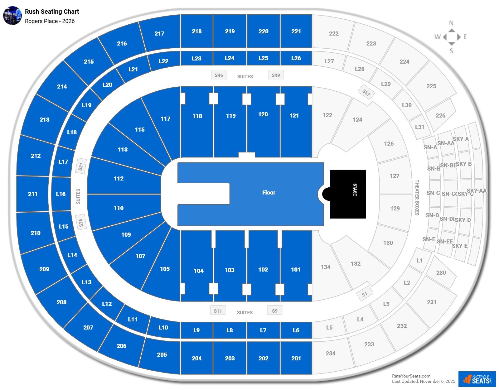 Rush seating chart Rogers Place