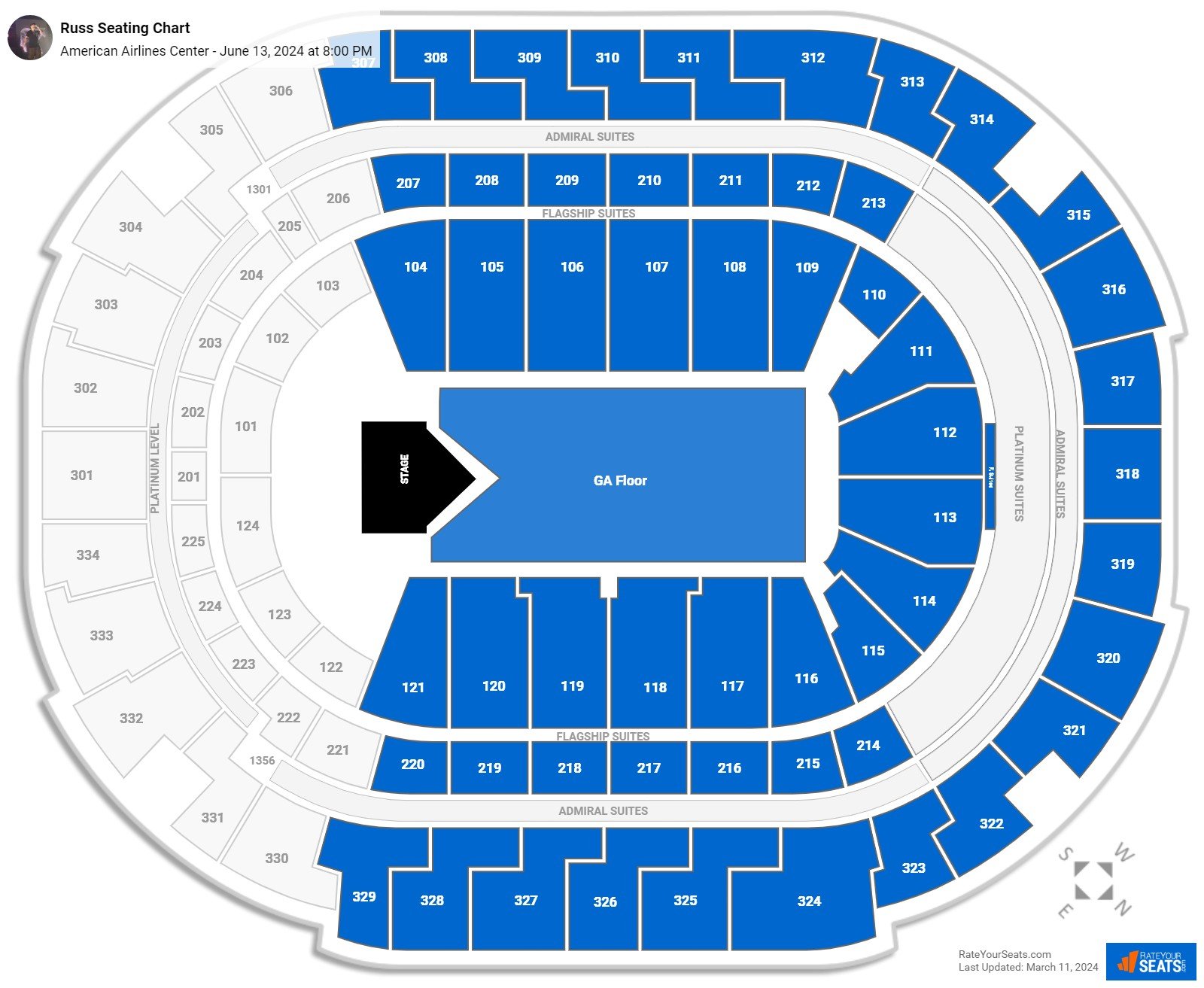 American Airlines Center Concert Seating Chart Rateyourseats Com