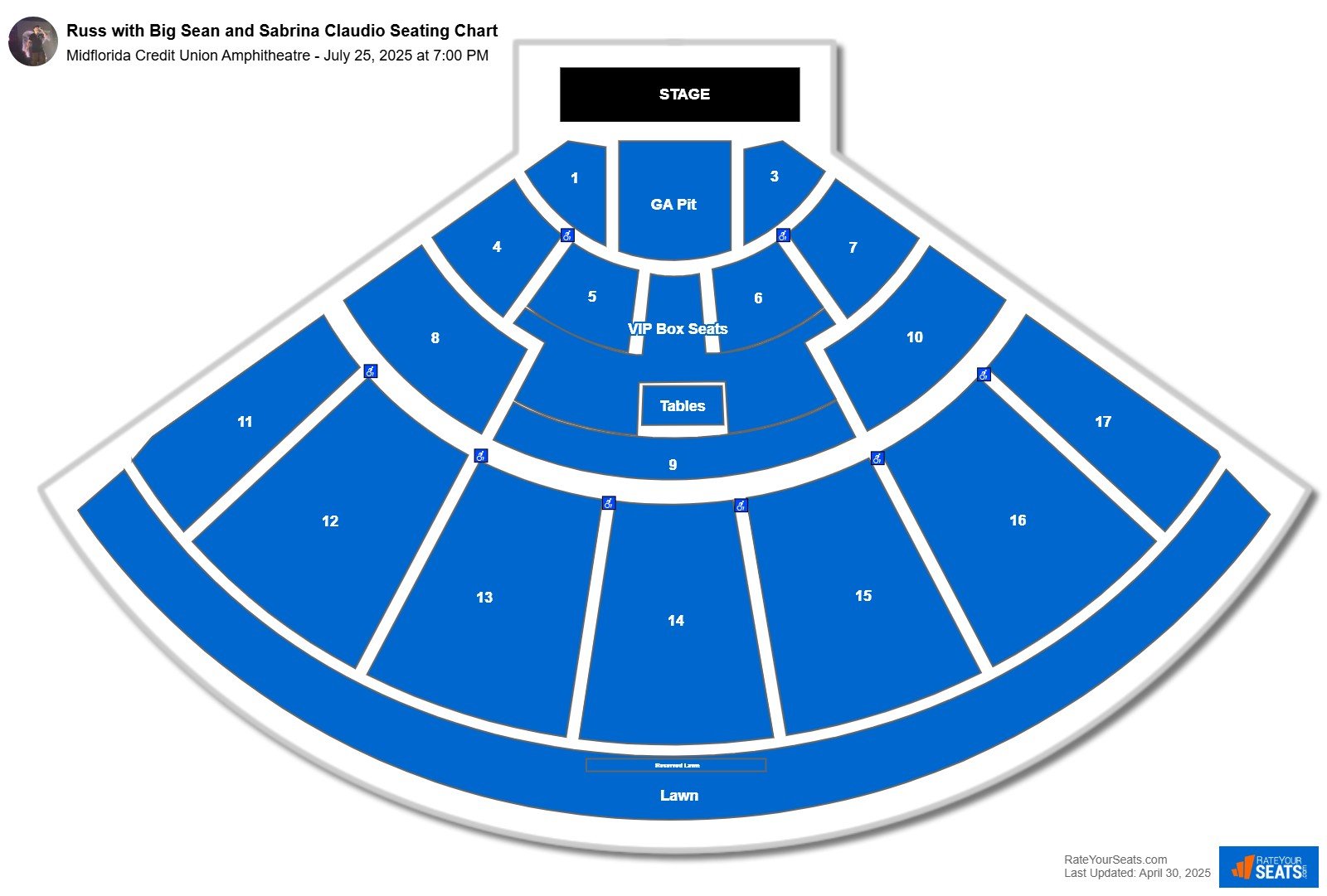 Russ with Big Sean and Sabrina Claudio seating chart Midflorida Credit Union Amphitheatre