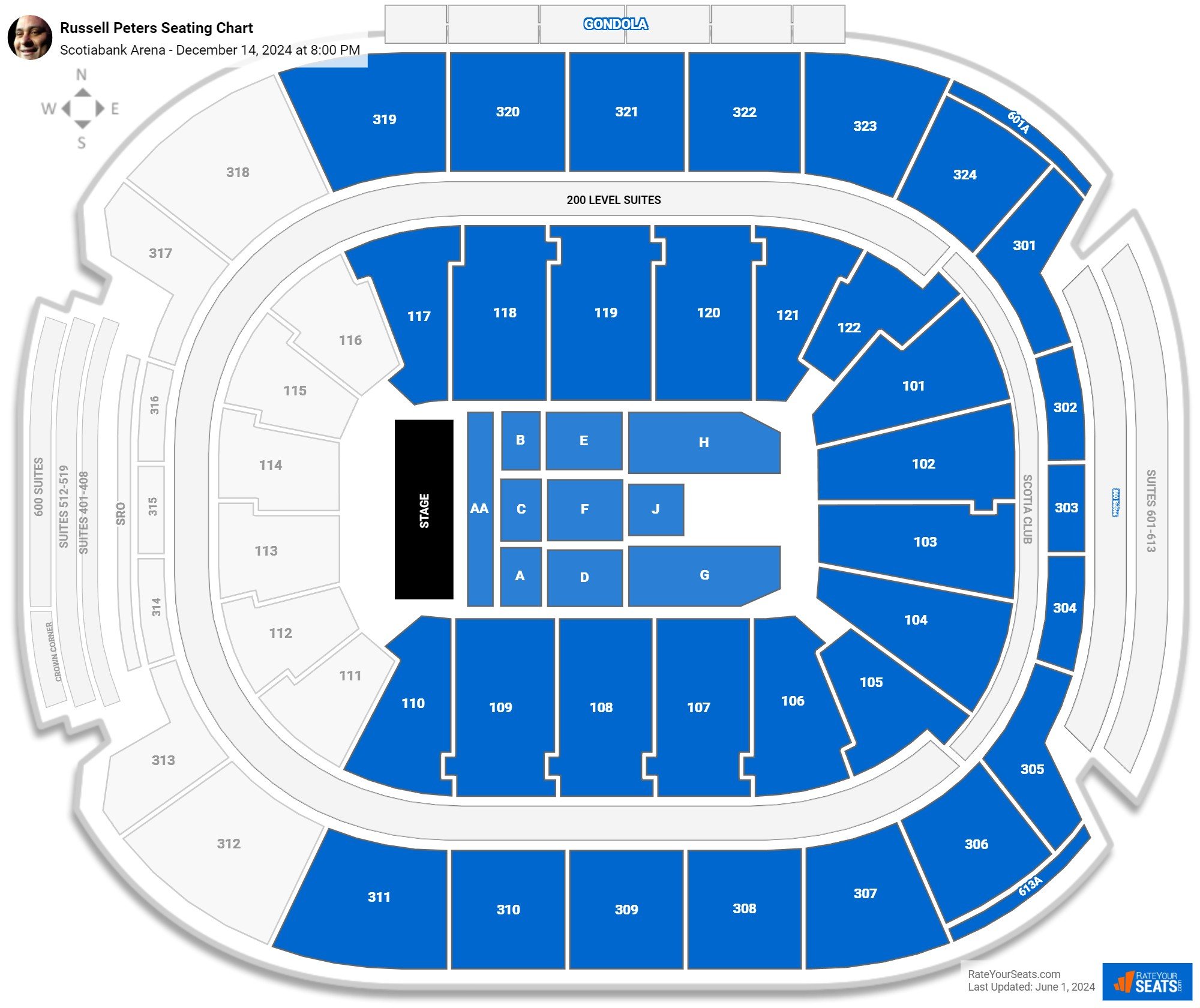 Russell Peters seating chart Scotiabank Arena