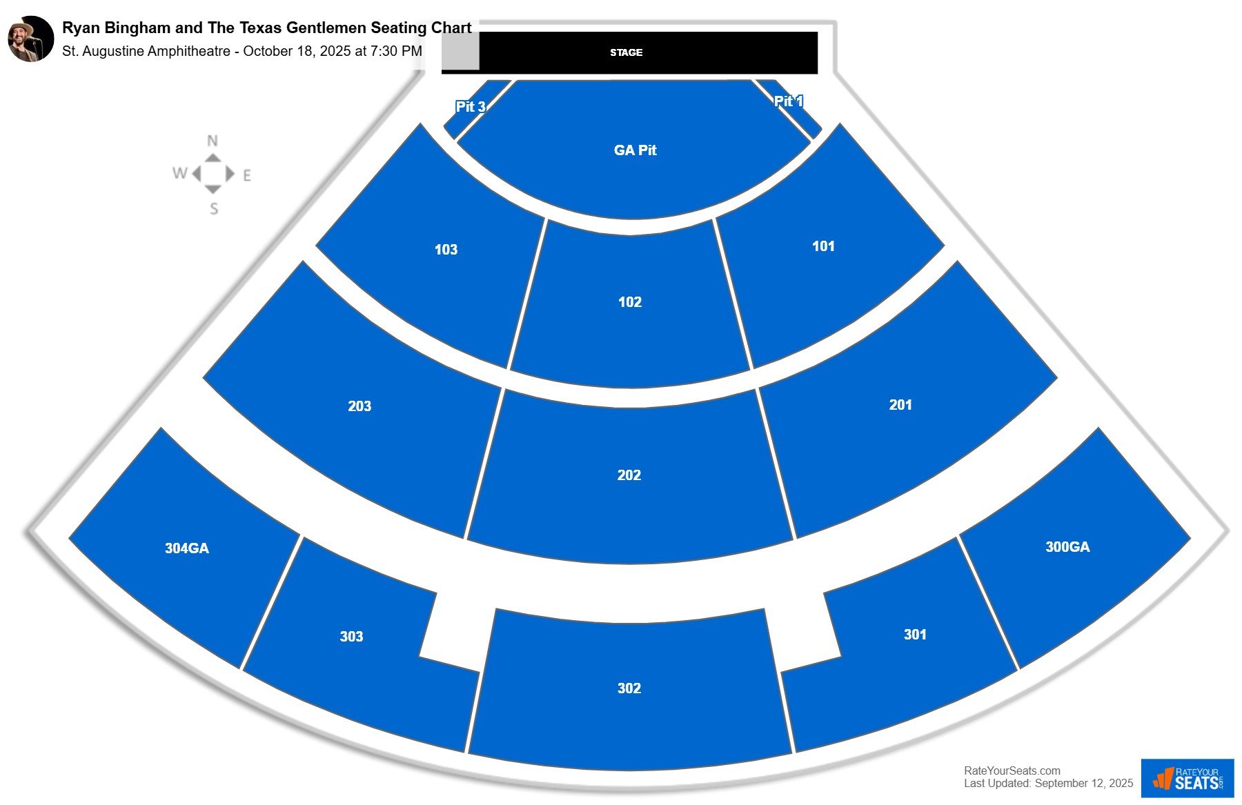 Ryan Bingham and The Texas Gentlemen seating chart St. Augustine Amphitheatre