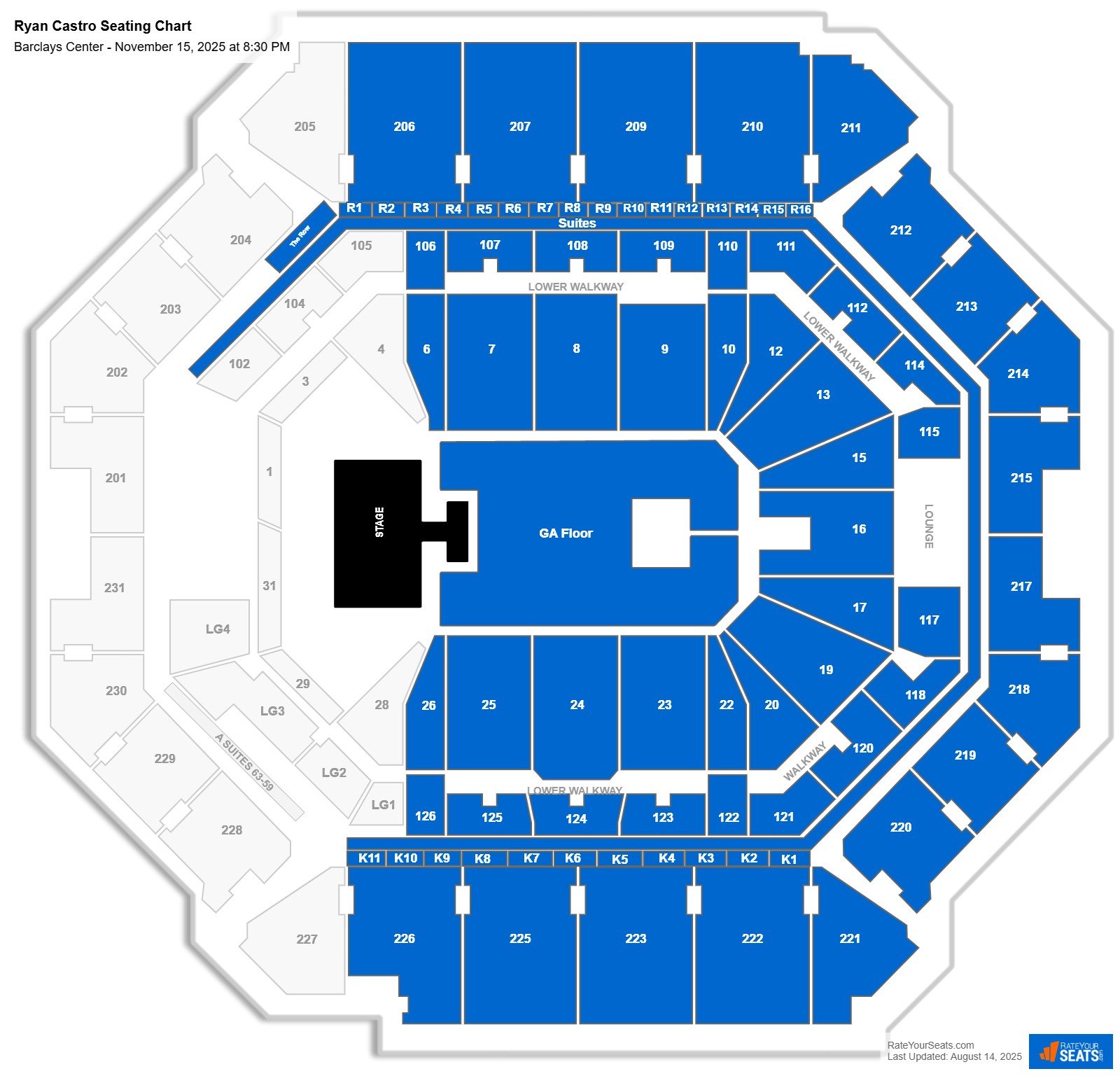 Ryan Castro seating chart Barclays Center