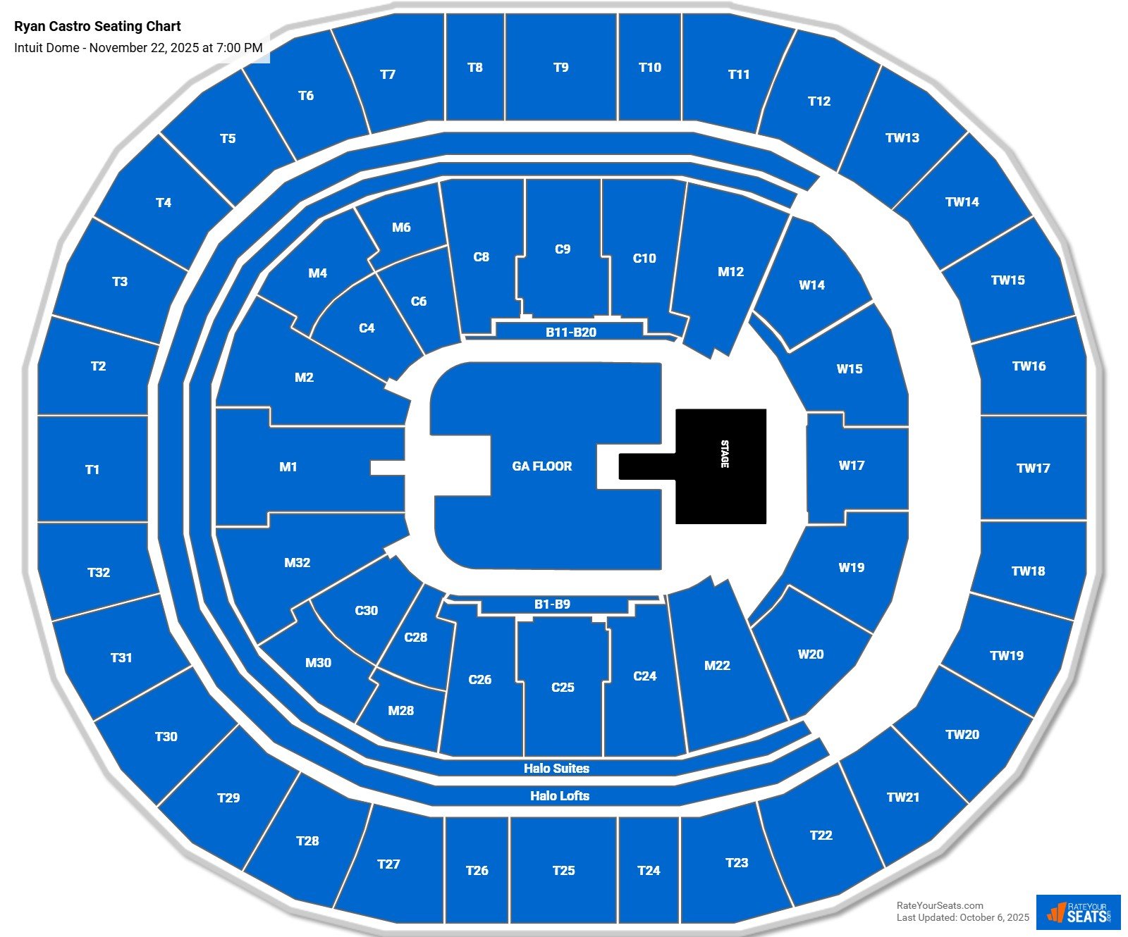 Ryan Castro seating chart Intuit Dome