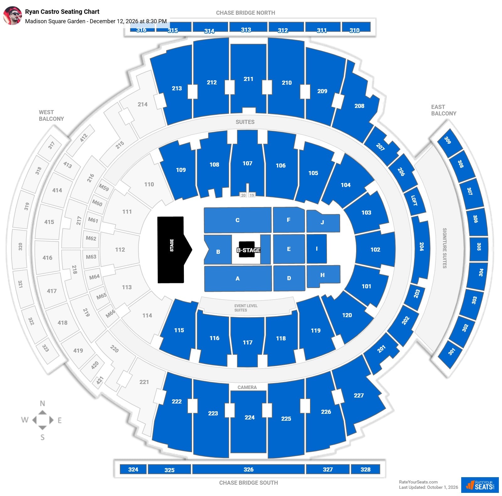 Ryan Castro Seating Chart at Madison Square Garden