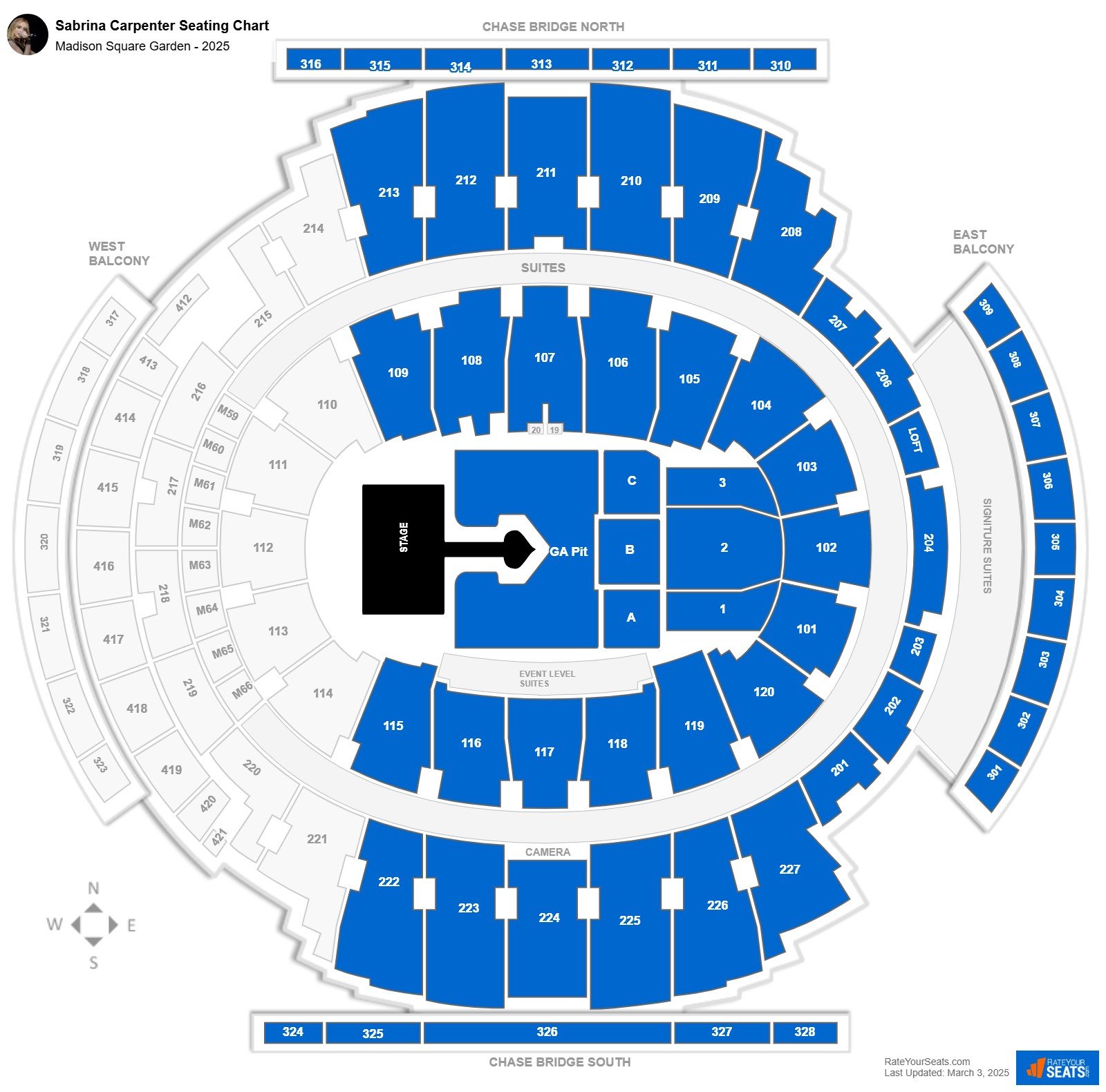 Sabrina Carpenter seating chart Madison Square Garden