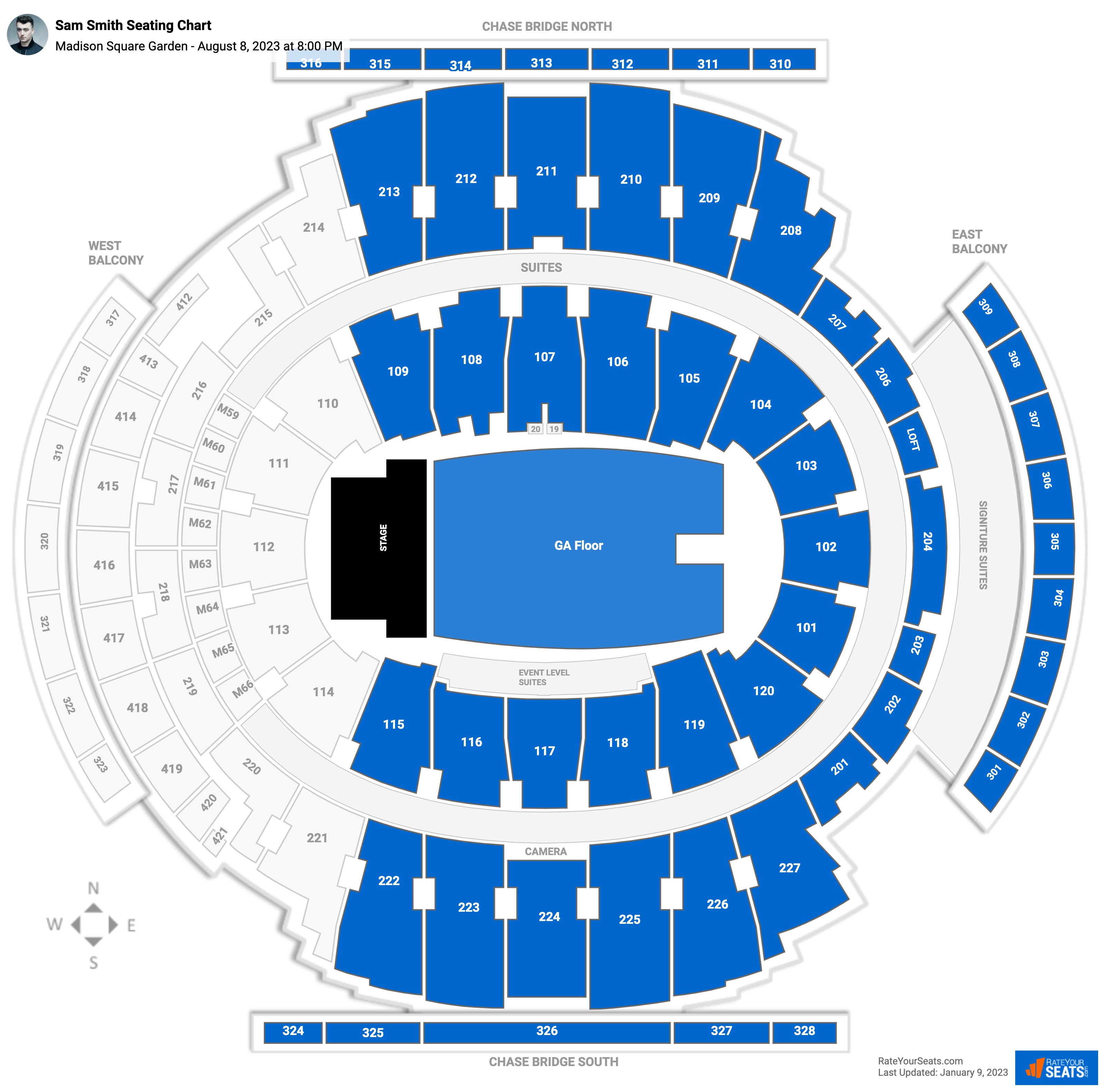 Sam Smith seating chart Madison Square Garden