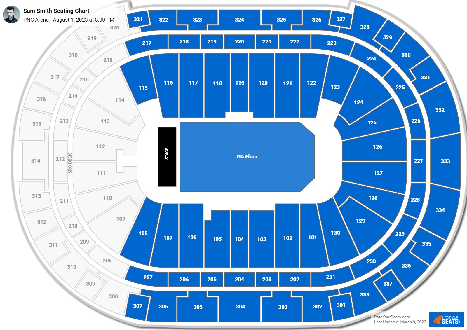 Sam Smith seating chart PNC Arena