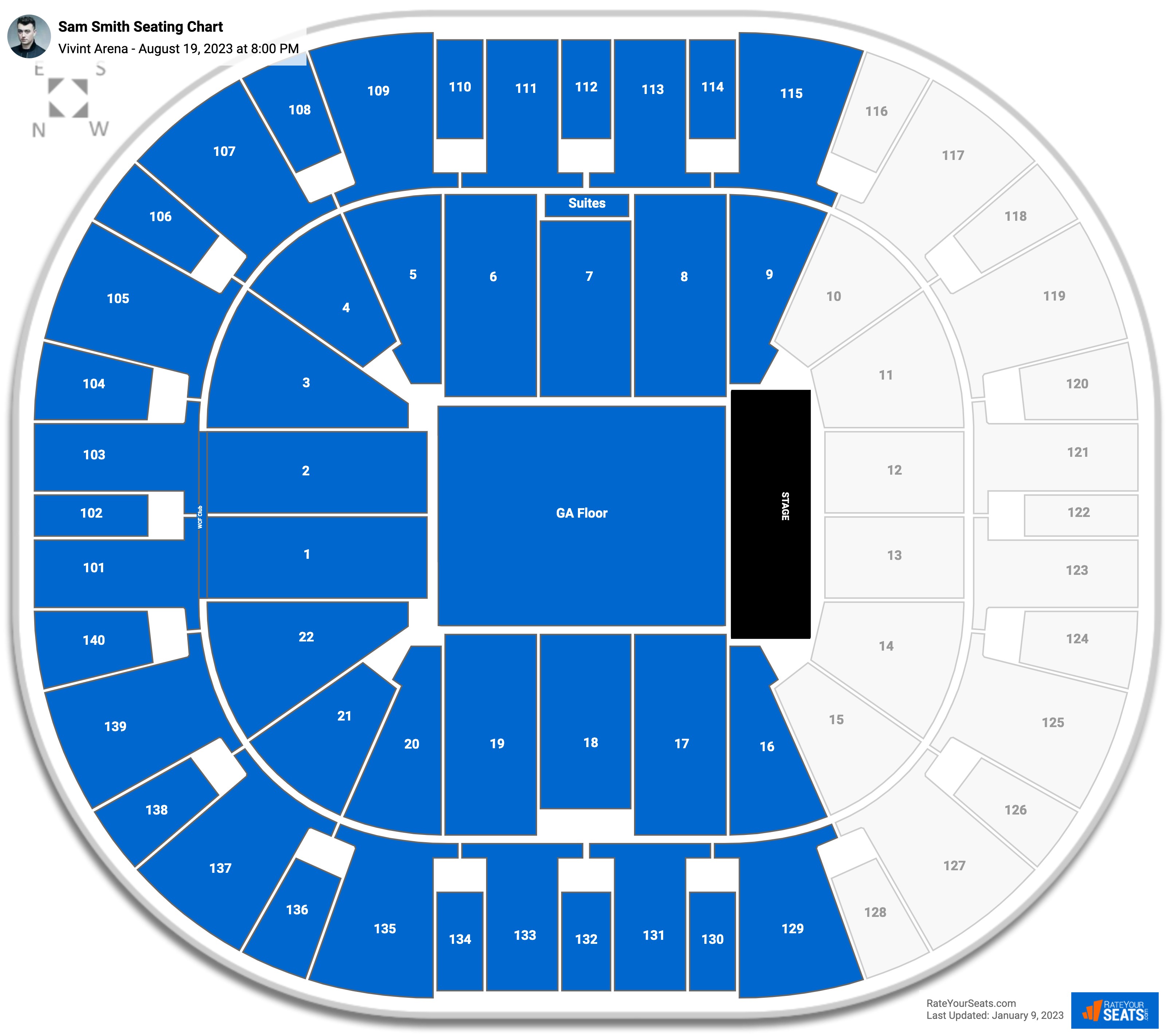 Sam Smith seating chart Vivint Arena