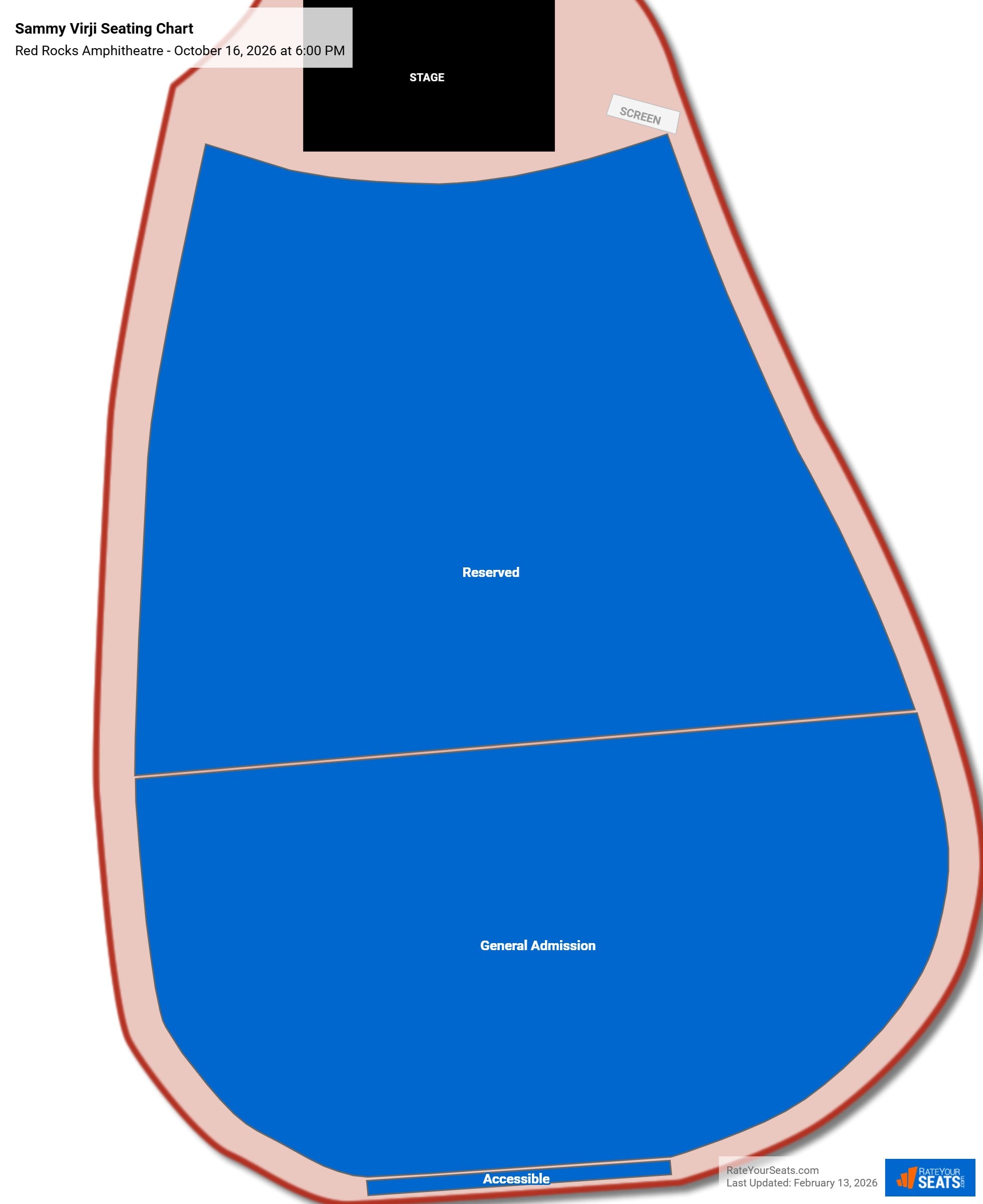 Sammy Virji seating chart Red Rocks Amphitheatre
