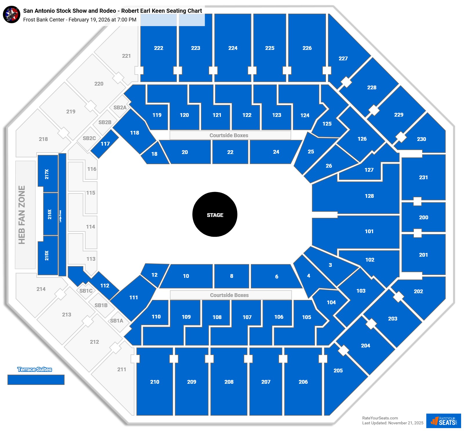 San Antonio Stock Show and Rodeo - Robert Earl Keen seating chart Frost Bank Center